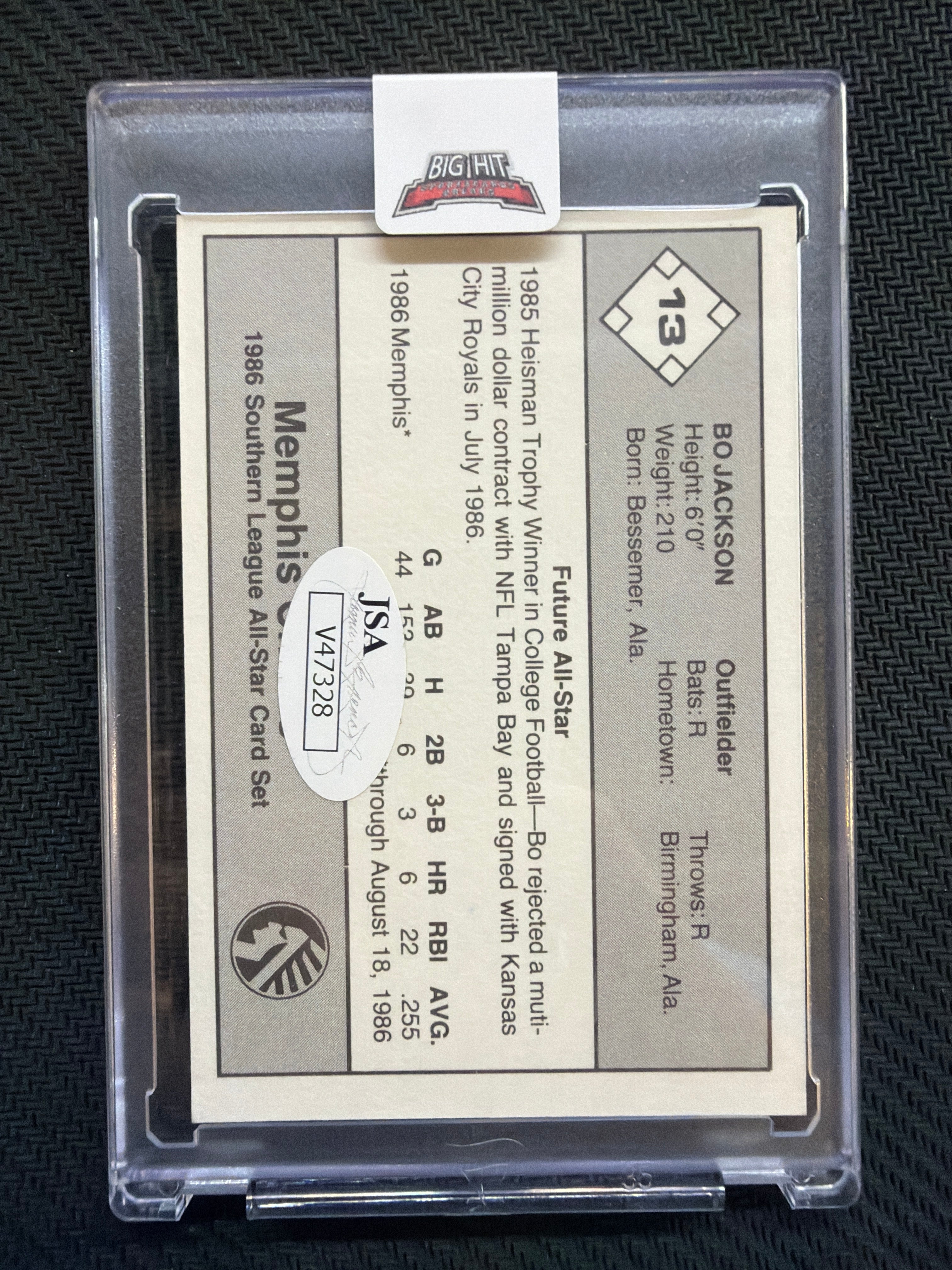 1986 Future Star Bo Jackson Memphis JSA Auto Auburn