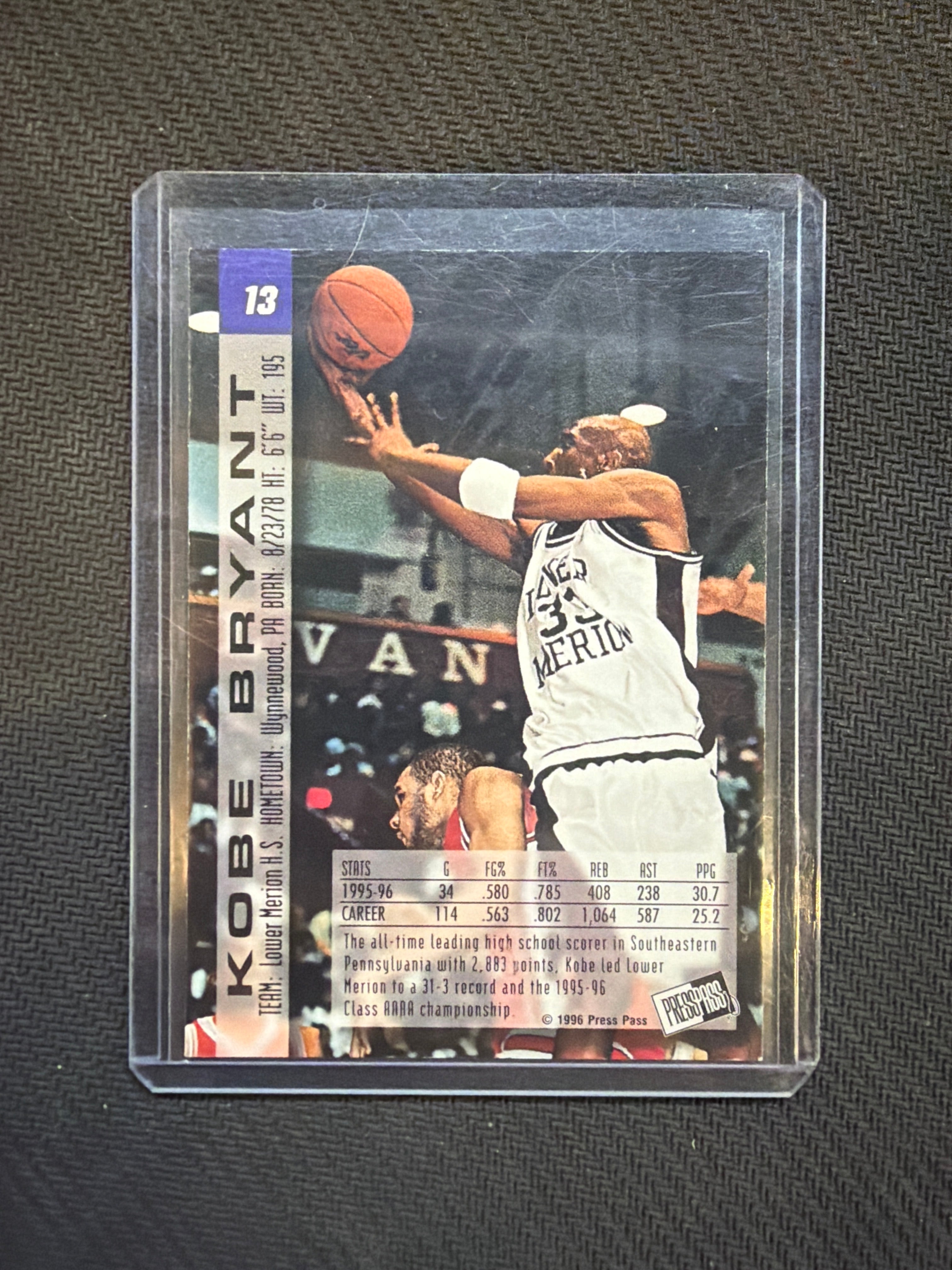 1996 Press Pass Kobe Bryant Rookie Silver Lakers