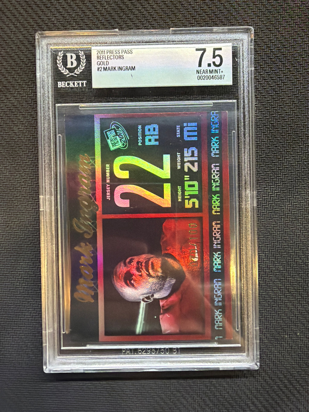 2011 Press Proof Reflectors Mark Ingram Gold /100 BGS 7.5 Alabama