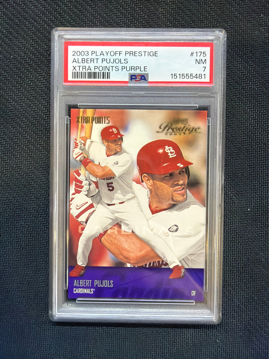2003 Playoff Prestige Albert Pujols Purple /150 PSA 7 Cardinals