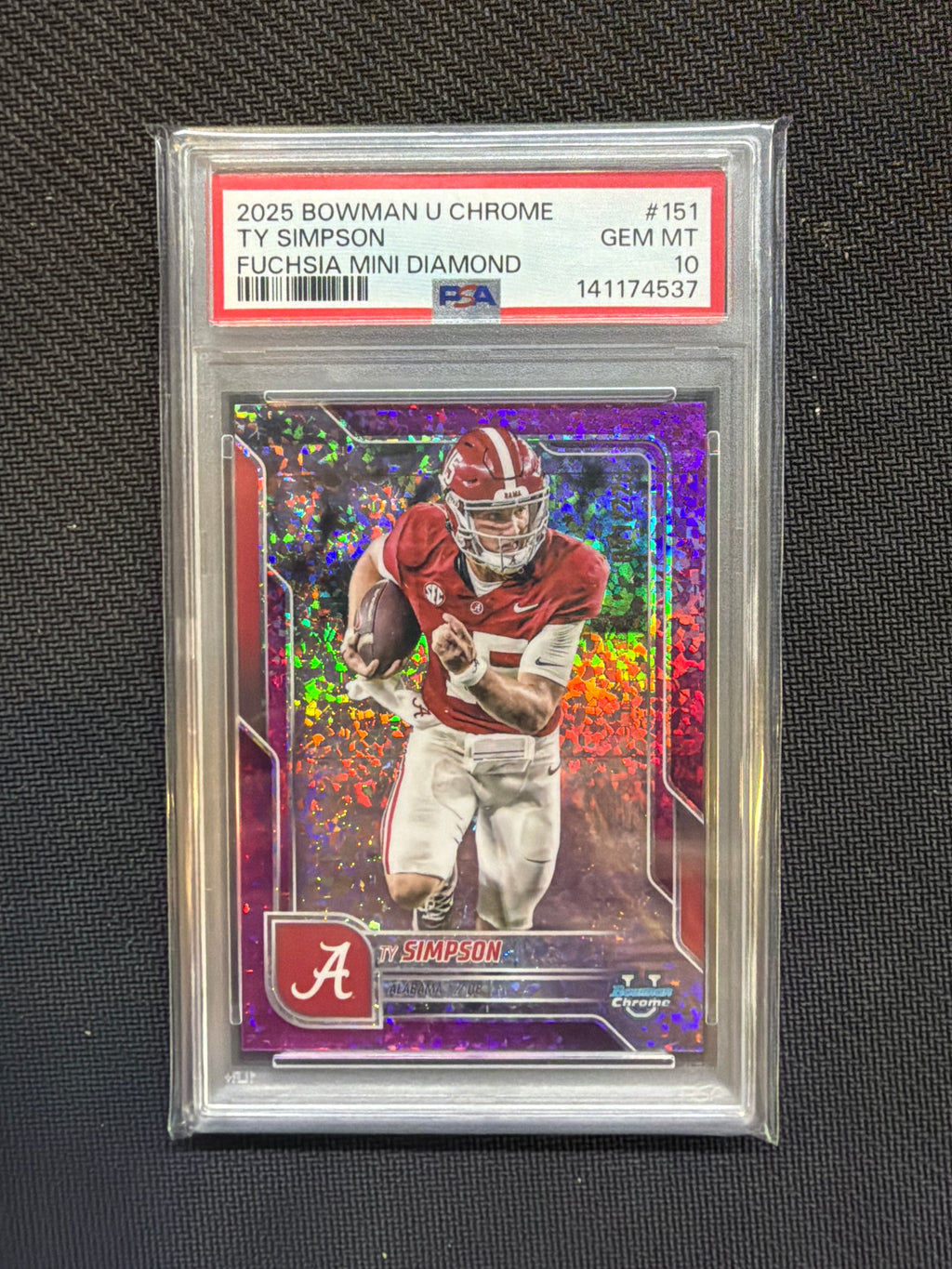 2025 Bowman U Chrome Ty Simpson Fuchsia Diamond /225 PSA 10 Alabama