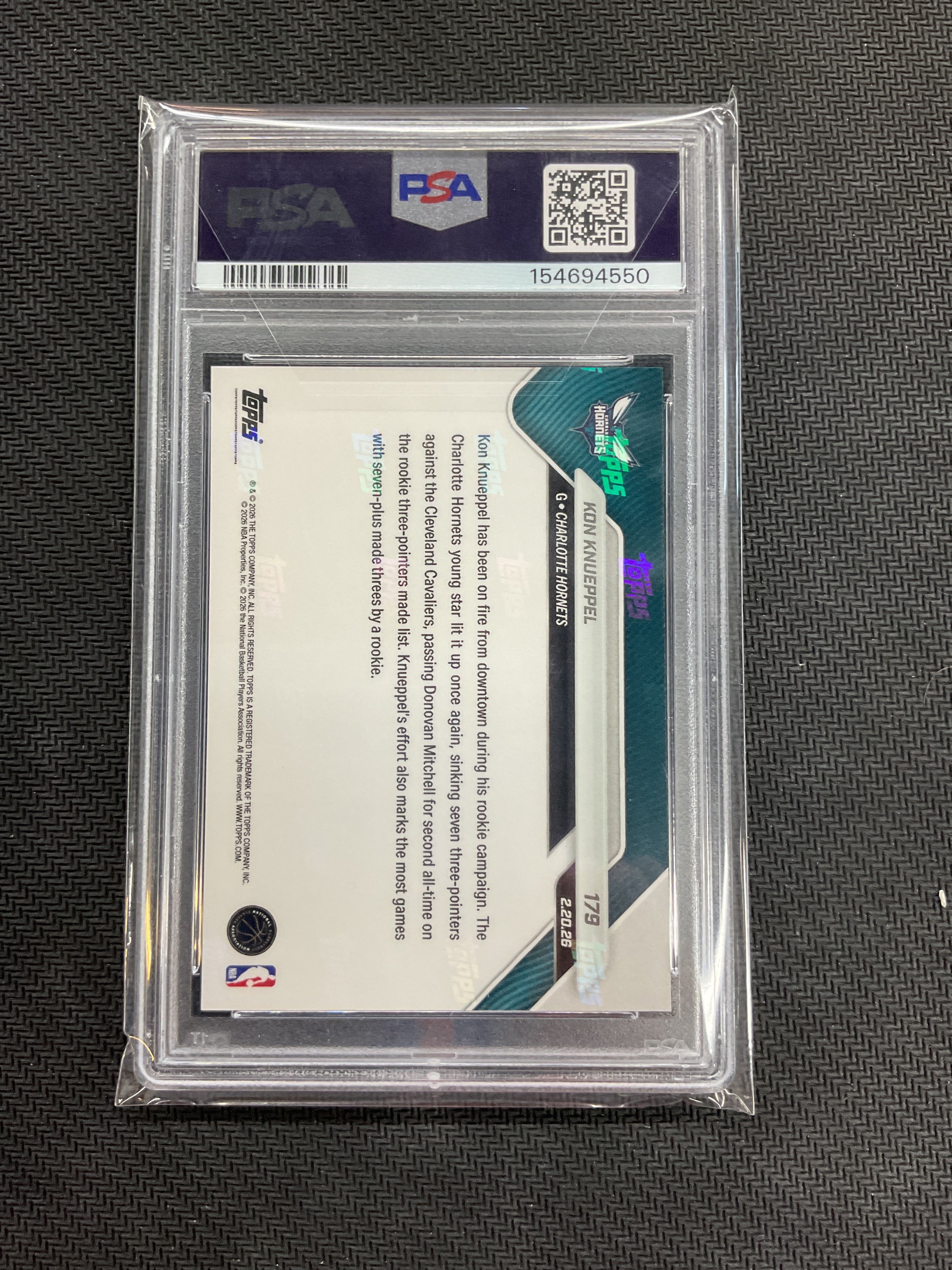 2025/26 Topps Now Kon Knueppel Rookie #179 PSA 10 550 Most 3PM