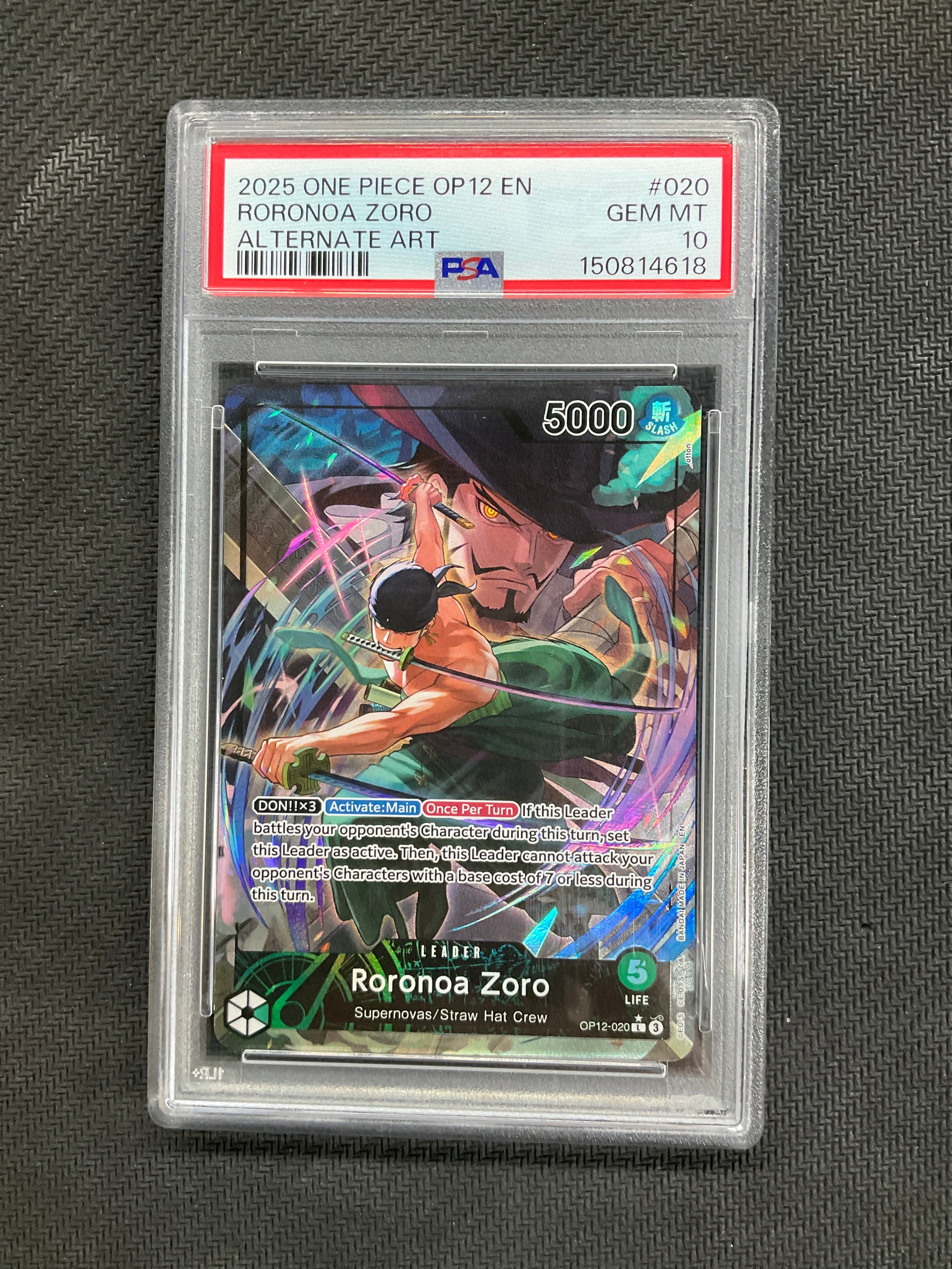 2025 One Piece OP-12 Roronoa Zoro Alternative Art #020 PSA 10