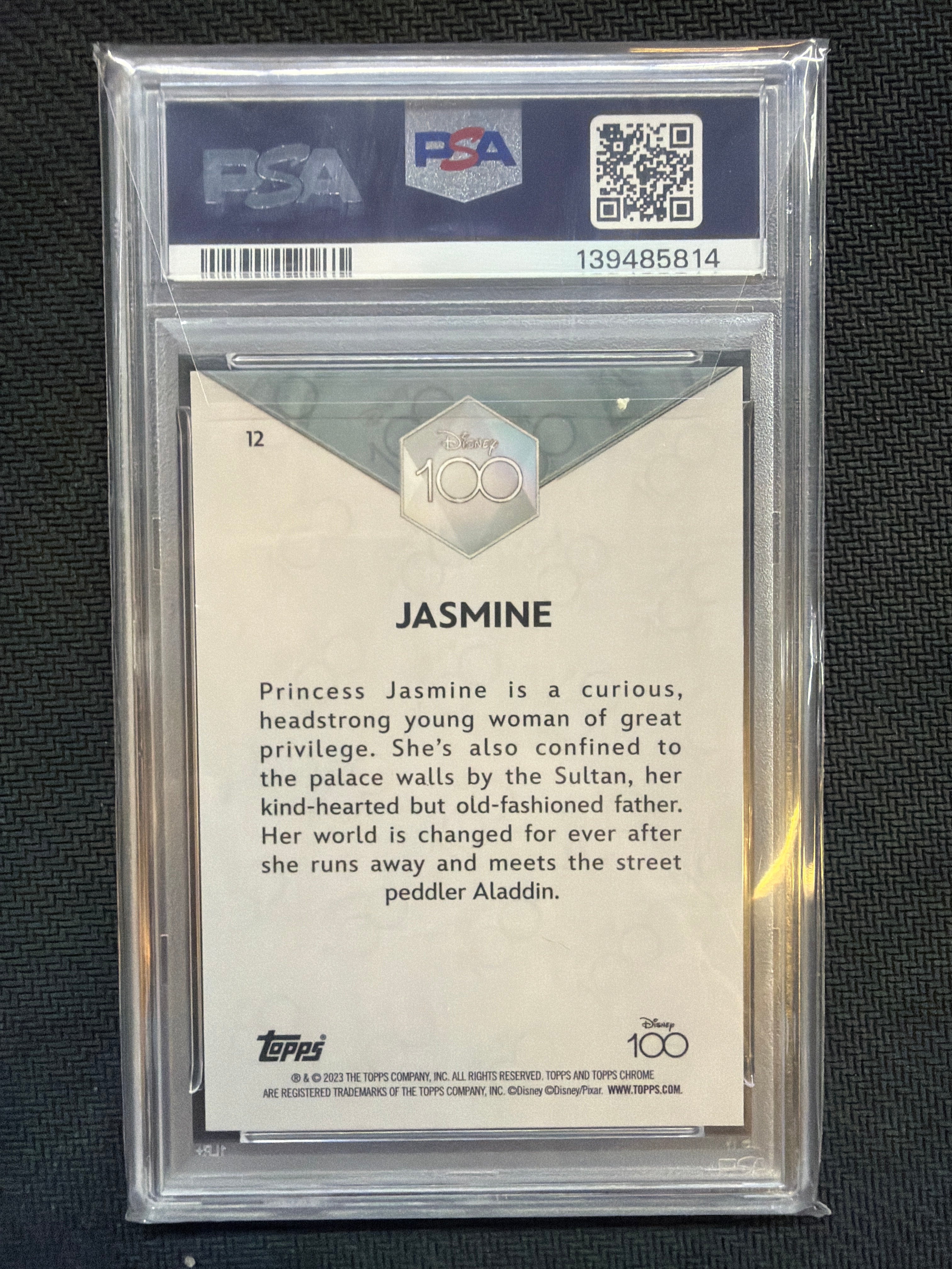 2023 Topps Chrome Disney 100 Jasmine Purple /299 PSA 9