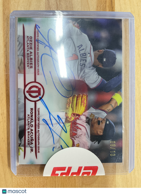 2025 Topps Tribute Ronald Acuna Jr. Ozzie Albies Dual Auto /10 Red