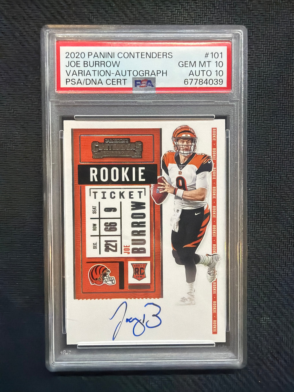 2020 Panini Contenders Joe Burrow Variation Rookie Auto PSA 10 Auto 10