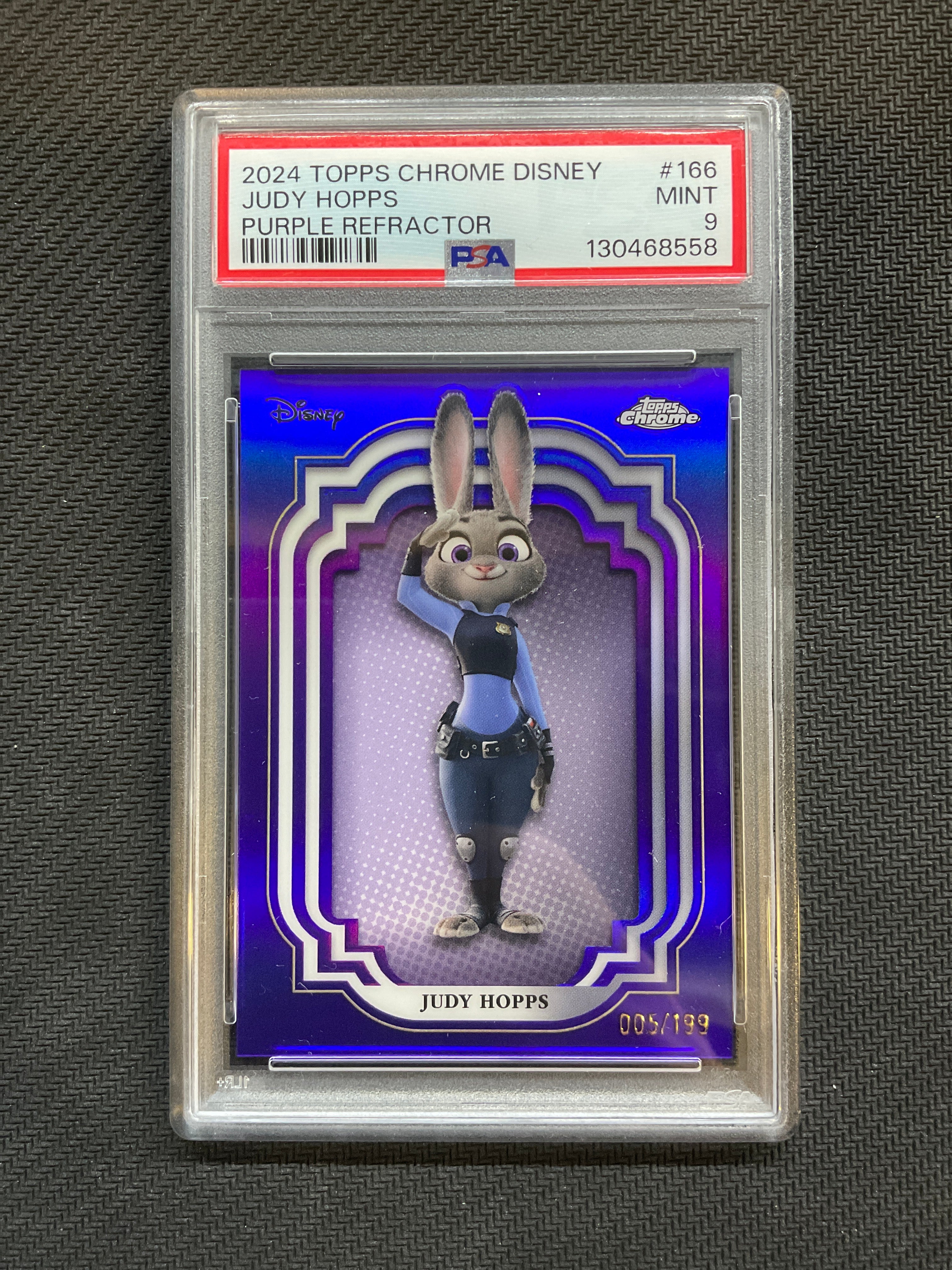 2024 Topps Chrome Disney Judy Hopps Purple /199 PSA 9