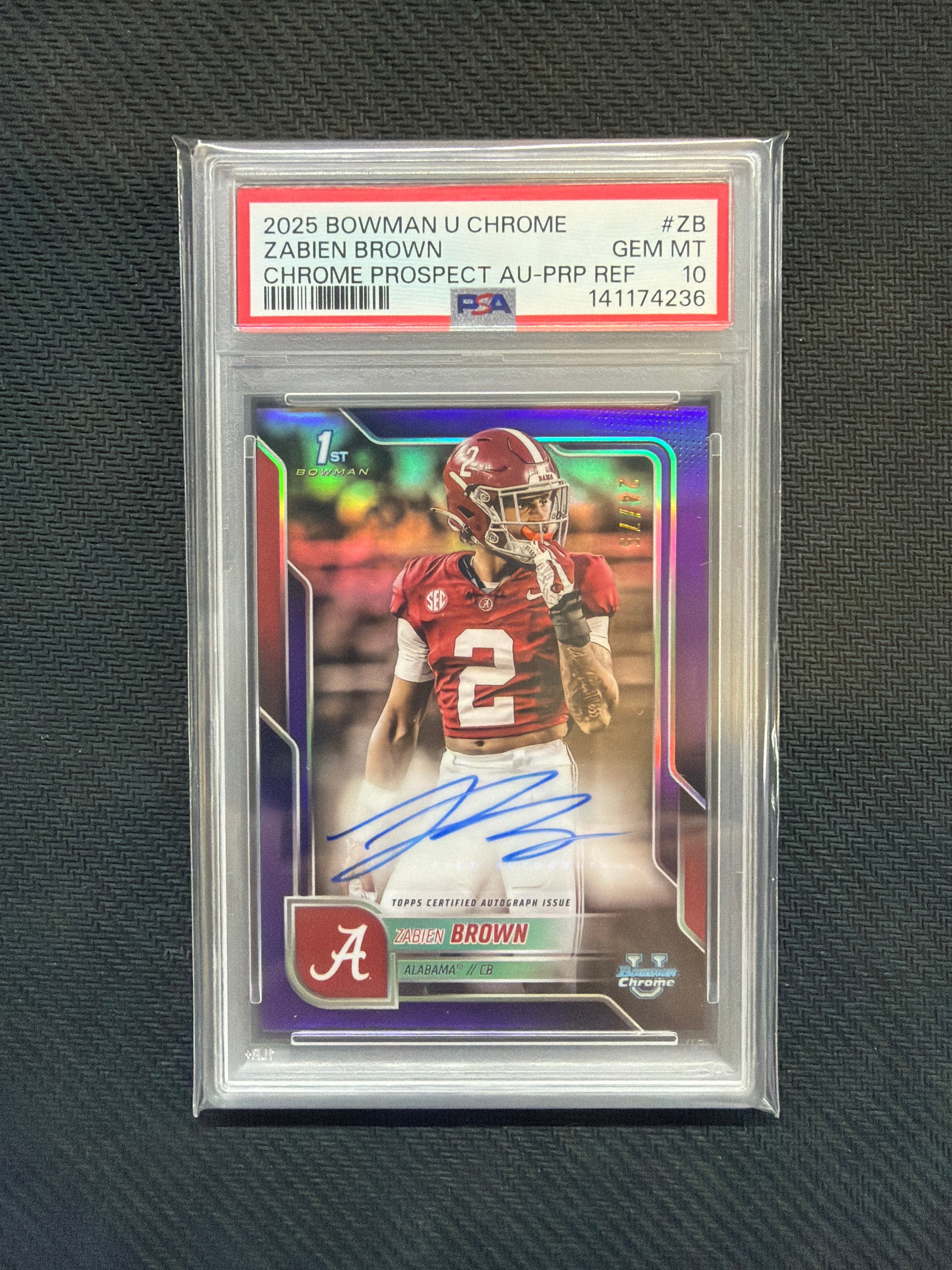 2025 Bowmamn U Chrome Zavien Brown Auto /75 PSA 10 Alabama