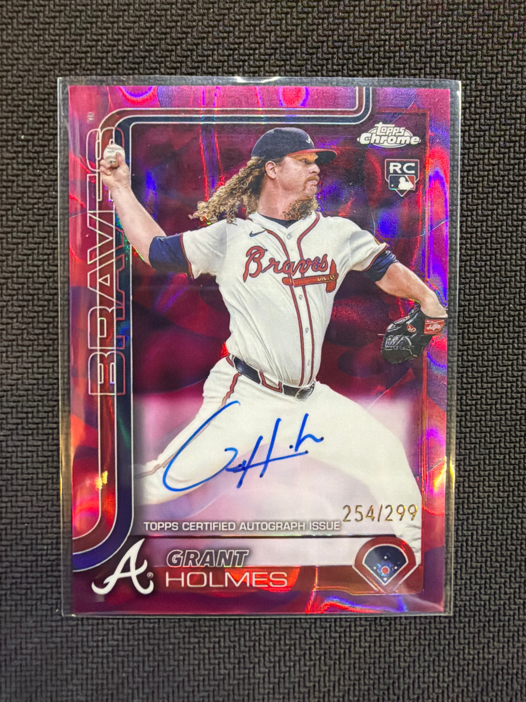 2025 Topps Chrome Grant Holmes Auto Magenta Lava Rookie Auto /299 Braves