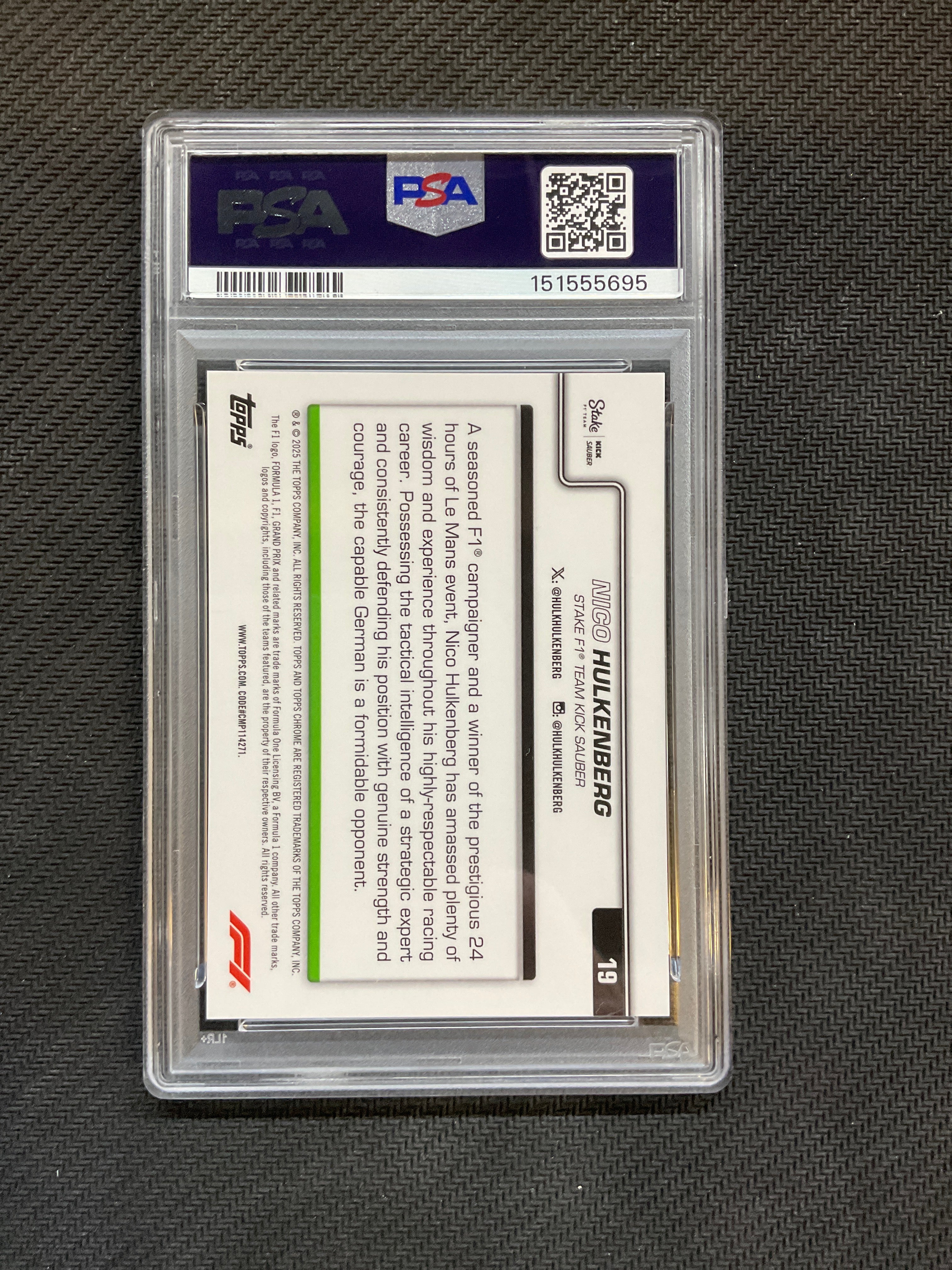 2025 Topps Chrome F1 Sapphire Nico Hulkenberg Orange /25 PSA 10 Kick