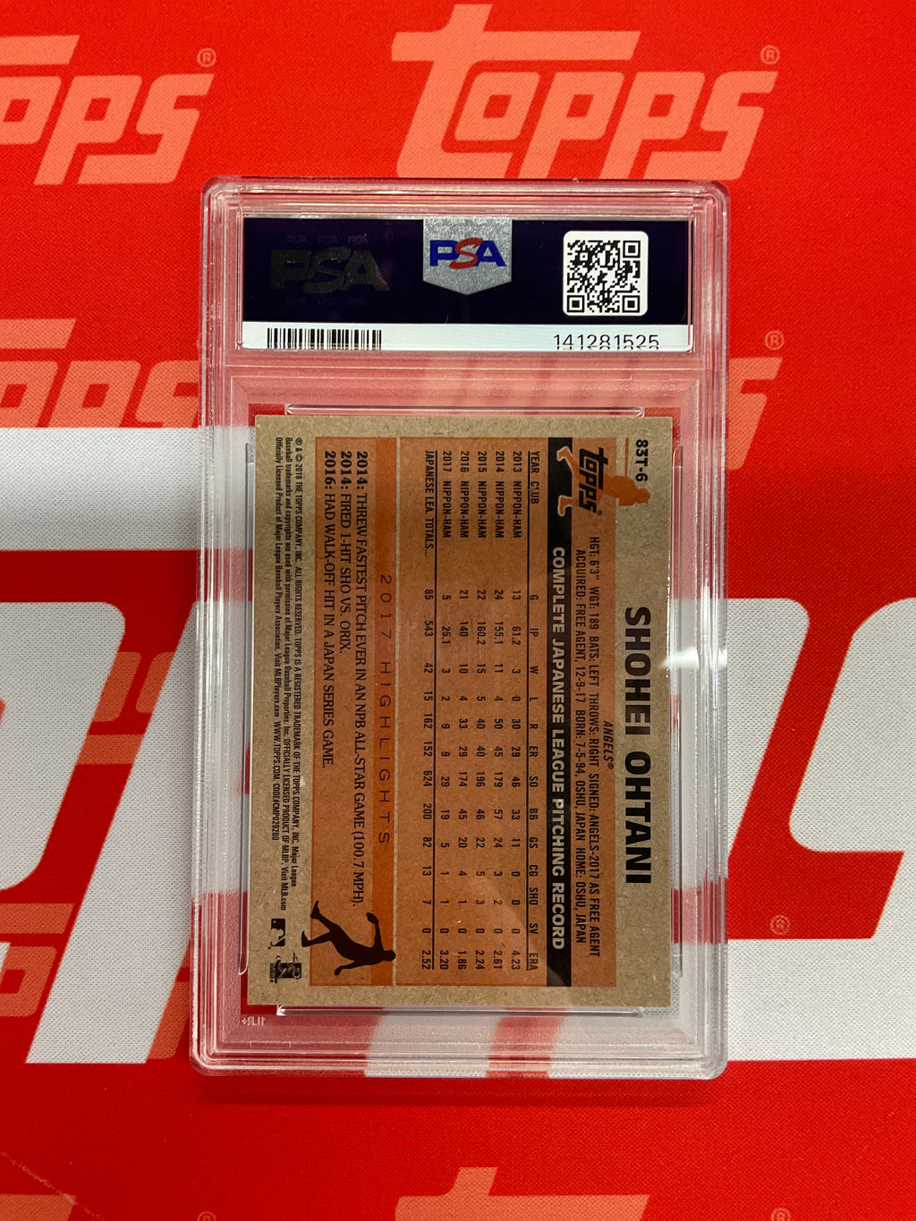 2018 Topps Chrome Shohei 1983 Rookie PSA 8