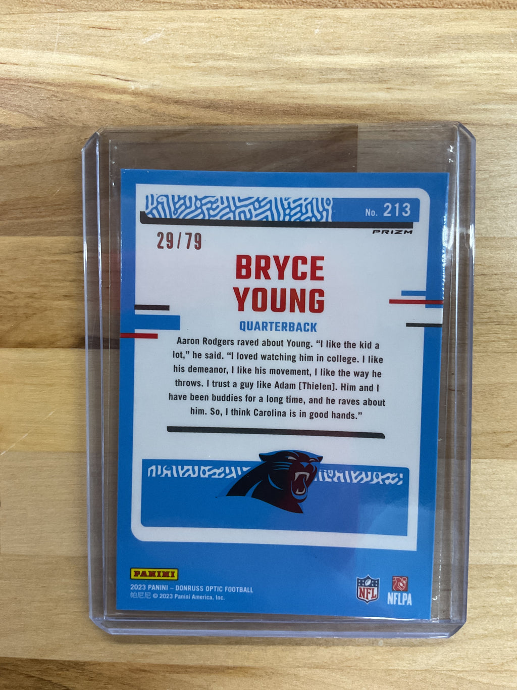 2023 Optic Bryce Young Pink Velocity /79 Panthers