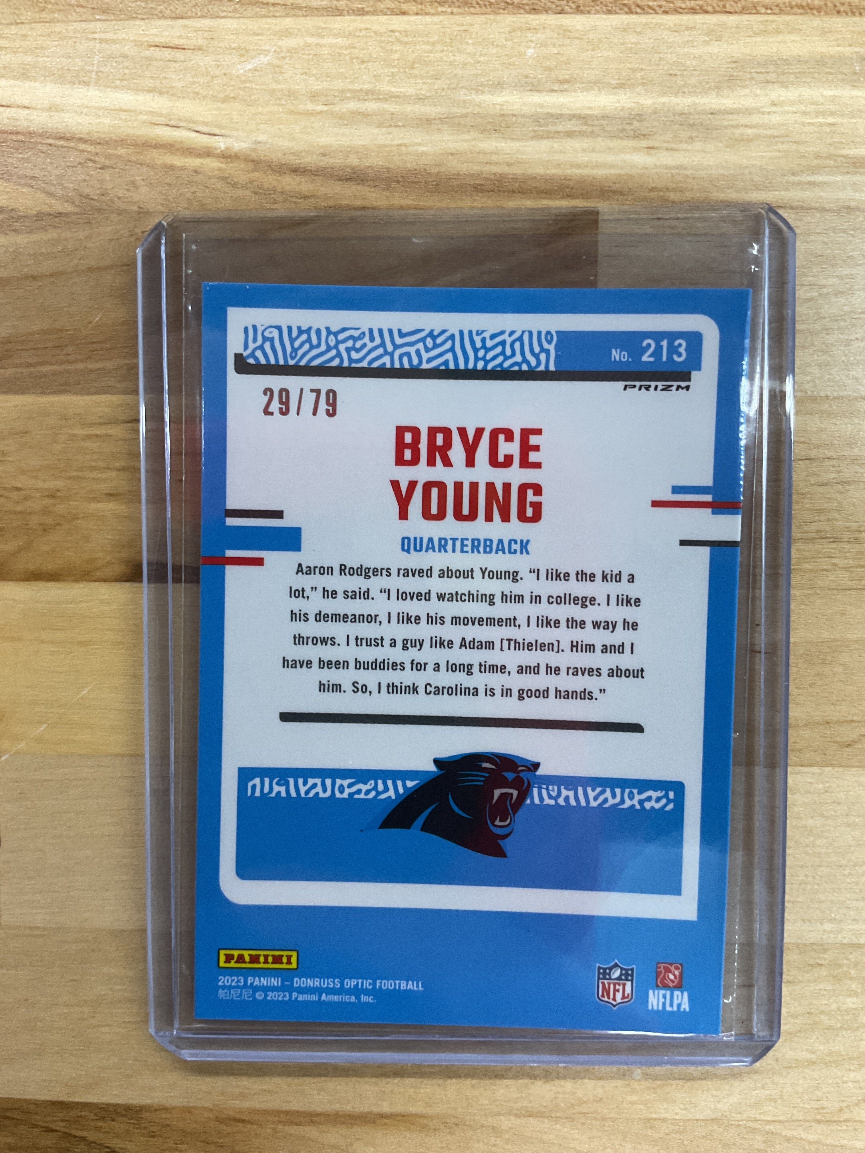 2023 Optic Bryce Young Pink Velocity /79 Panthers