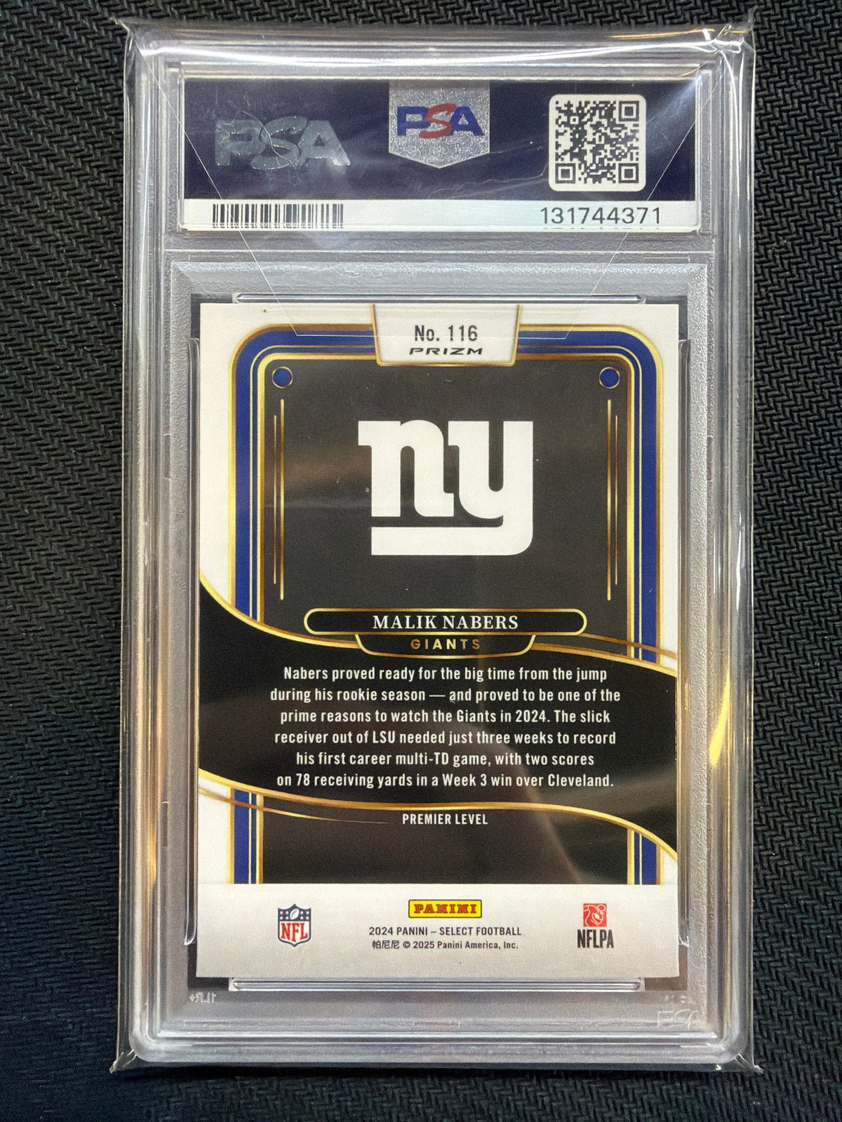 2024 Select Malik Nabers Rookie Green & Yellow Shock PSA 8 371