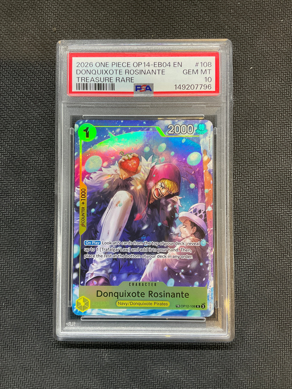2026 One Piece OP14-EB04 Donquixote Doflamingo Treasure Rare 108 PSA 10
