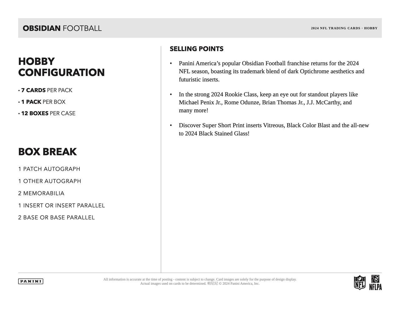 2024 Panini Obsidian Football Hobby Box