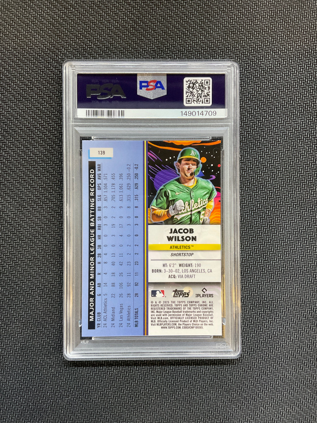 2025 Topps Chrome Cosmic Jacob Wilson Nucleus Rookie PSA 10