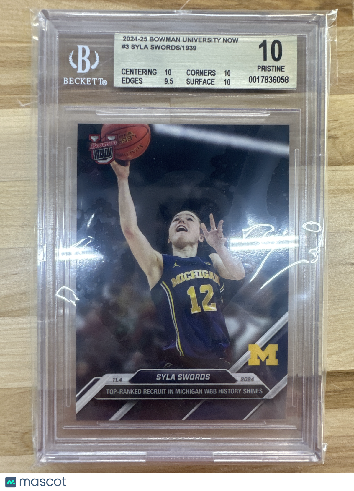 2024 Bowman Now #3 Syla Swords BGS 10