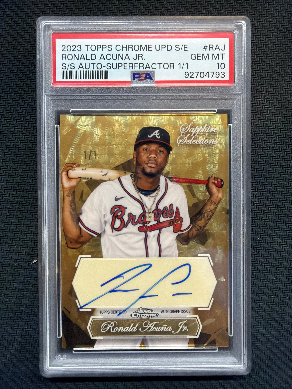 2023 Topps Chrome Update Sapphire Ronald Acuna Jr. Superfractor Auto 1/1 PSA 10 Braves