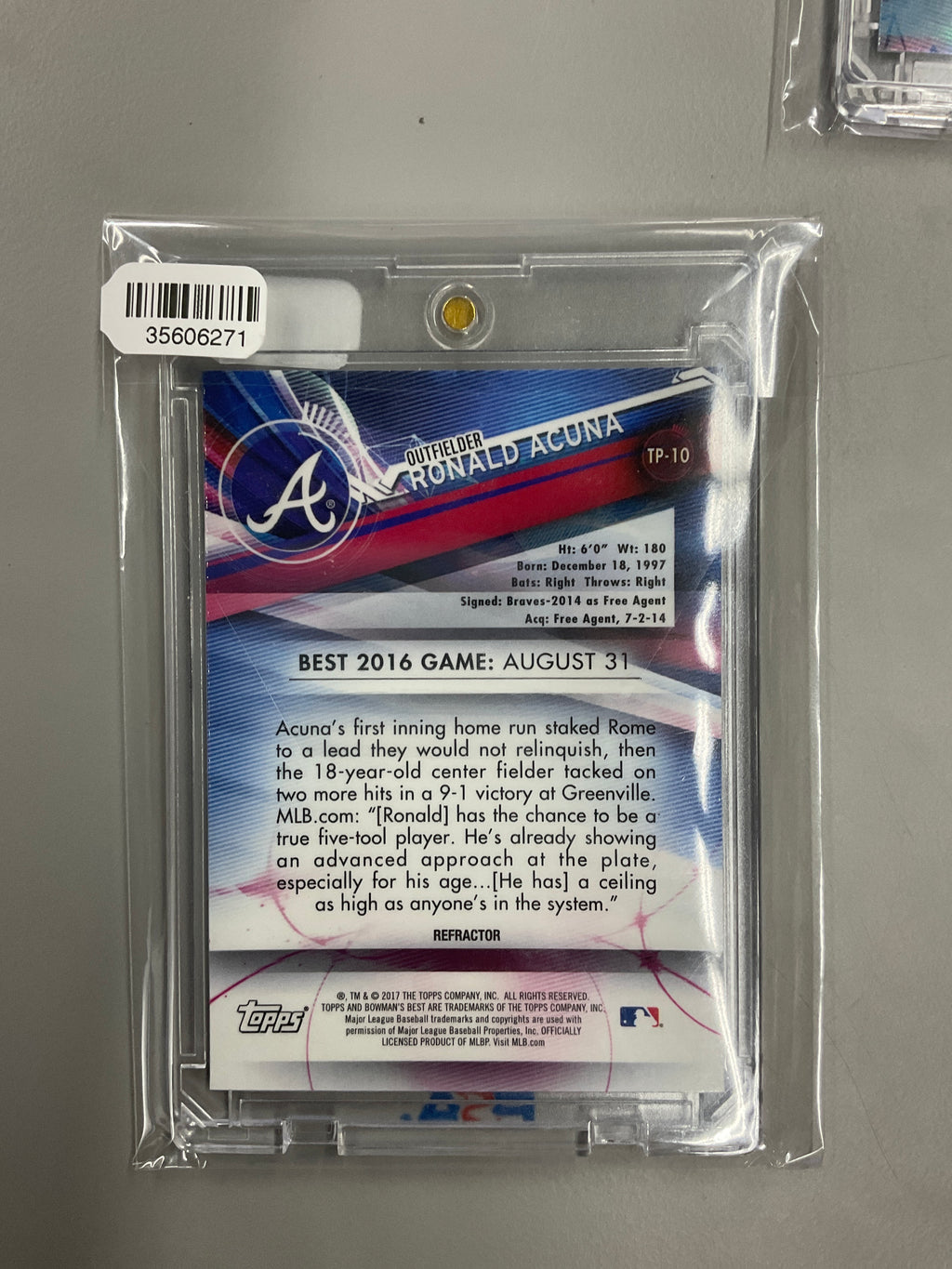 2017 Bowman's Best Ronald Acuna Jr. Rookie Refractor Braves