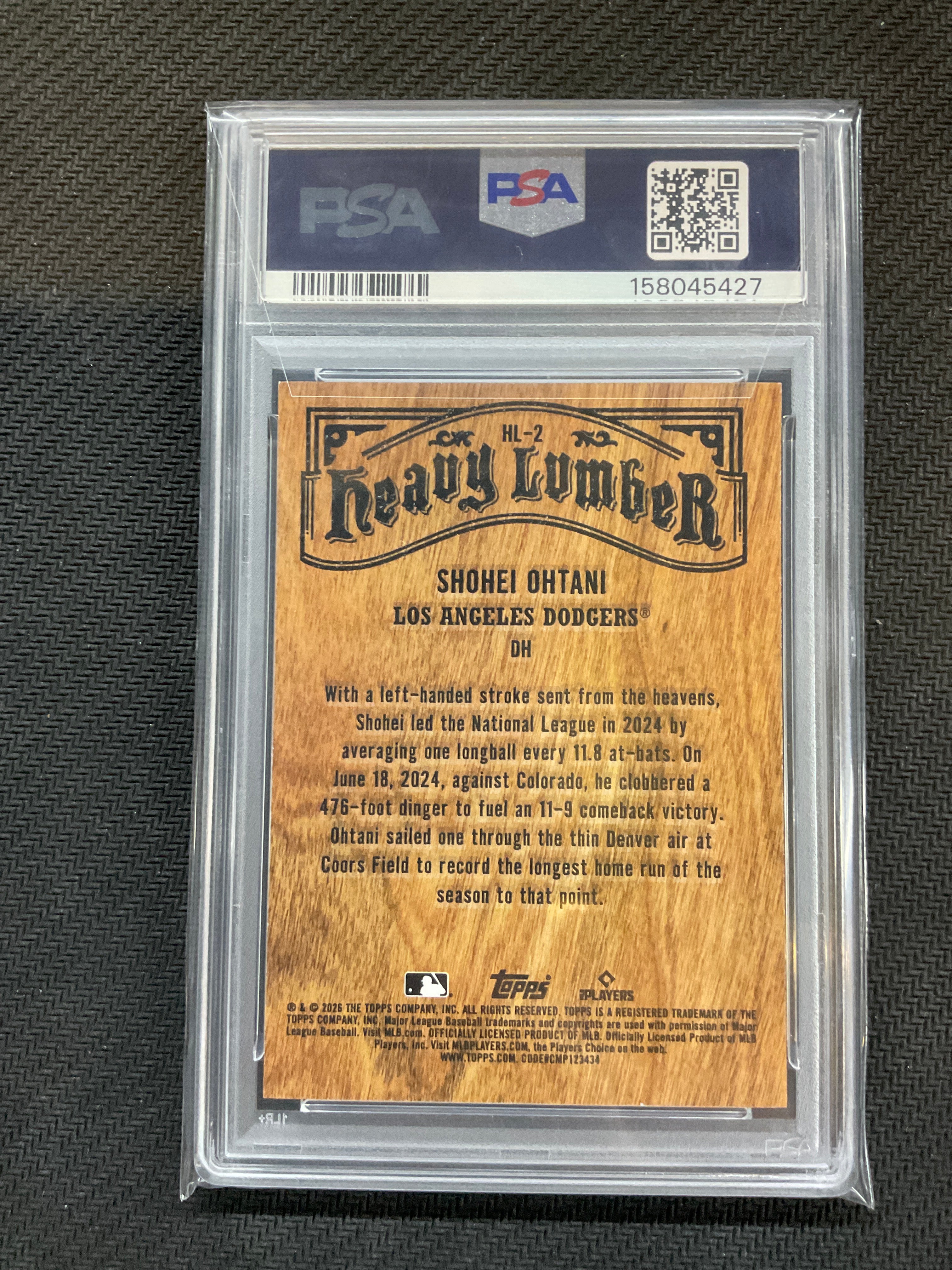 2026 Topps Shohei Ohtani Heavy Lumber #2 PSA 10 Case Hit