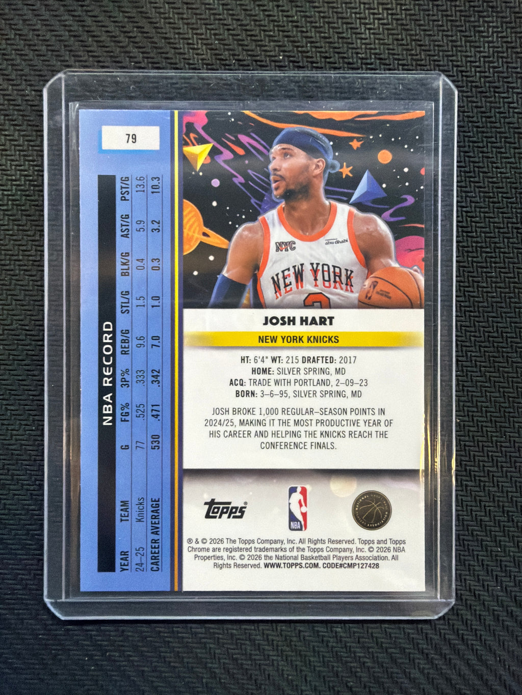 2026 Topps Chrome Cosmic Josh Hart Aqua /199