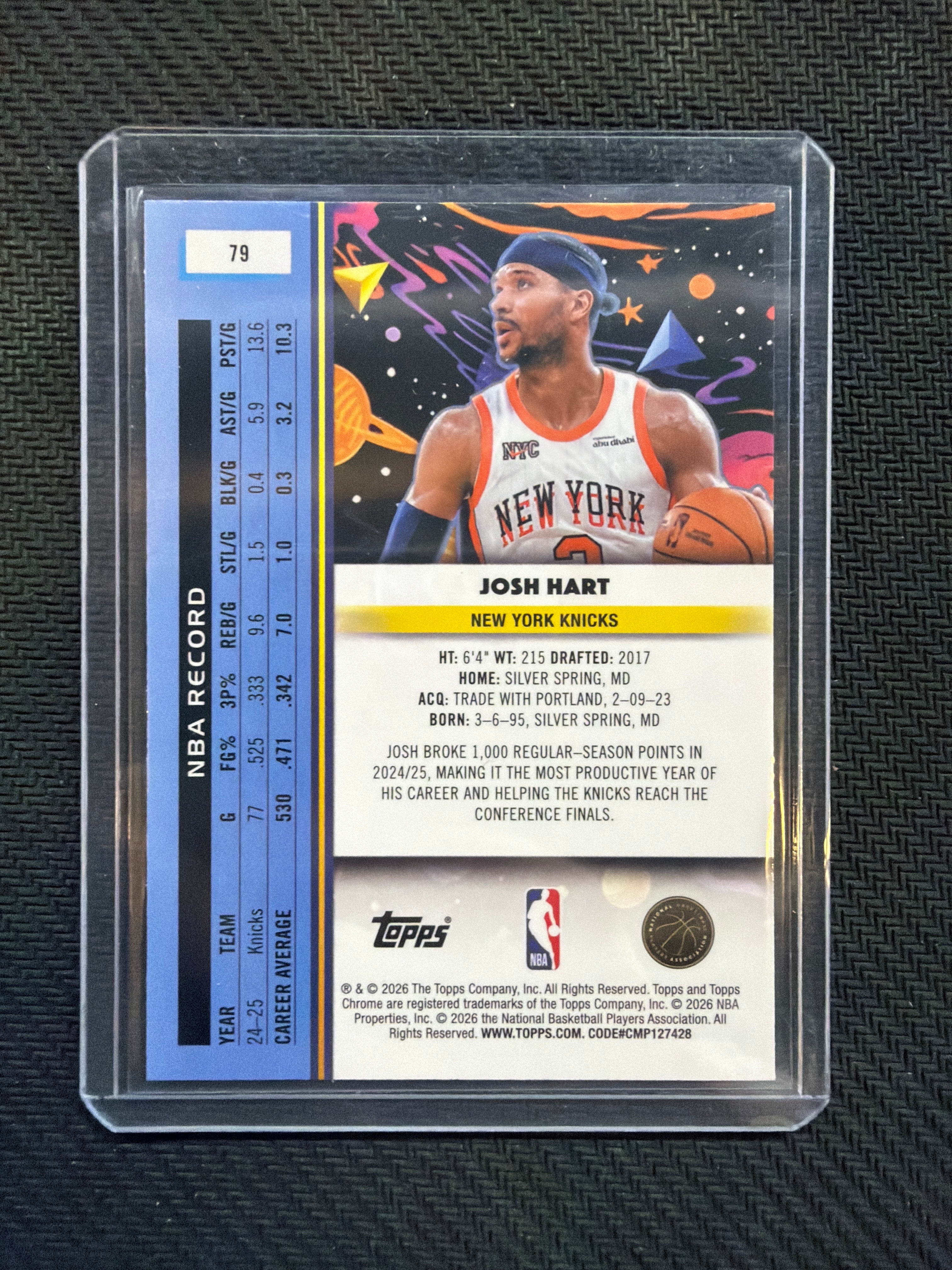 2026 Topps Chrome Cosmic Josh Hart Aqua /199