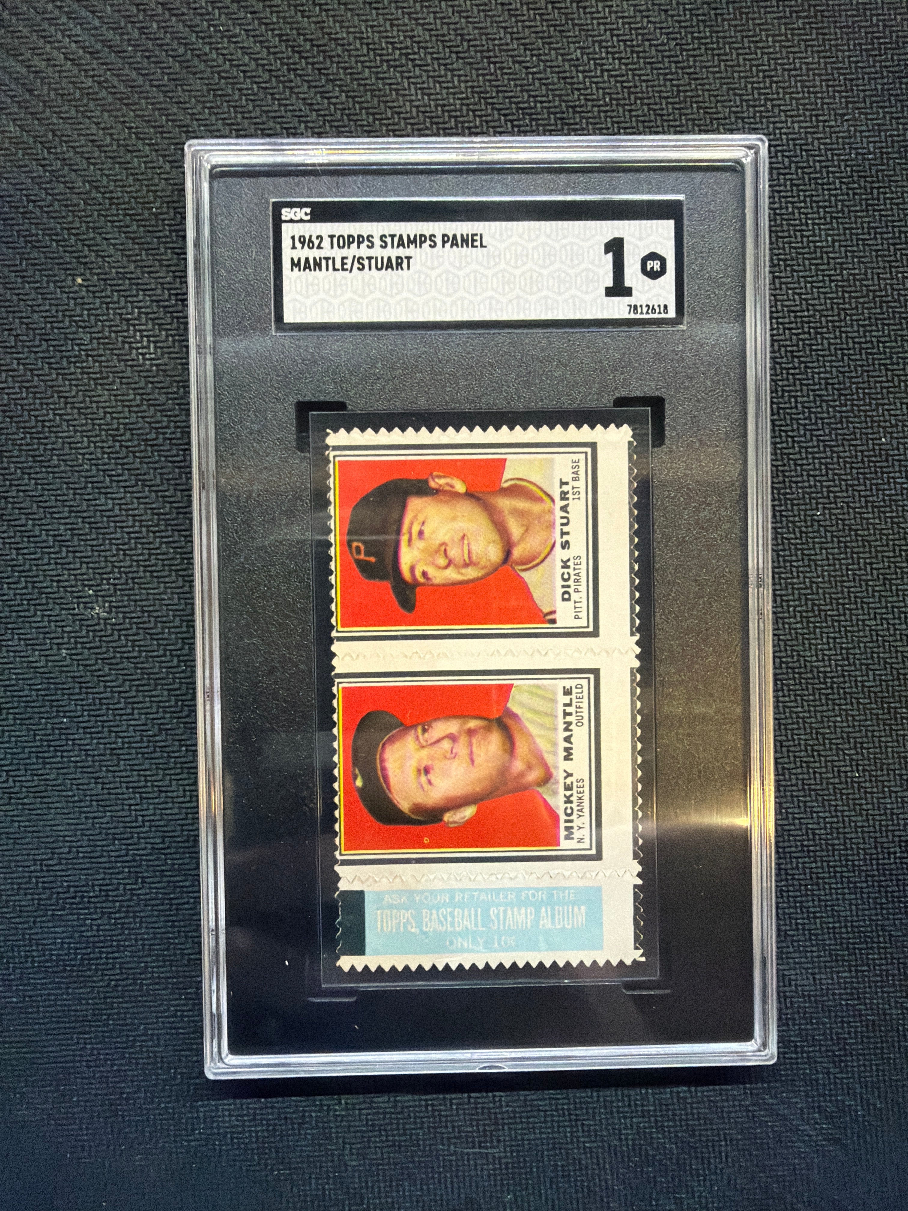 1962 Topps Stamps Mickey Mantle Dick Stuart SGC 1