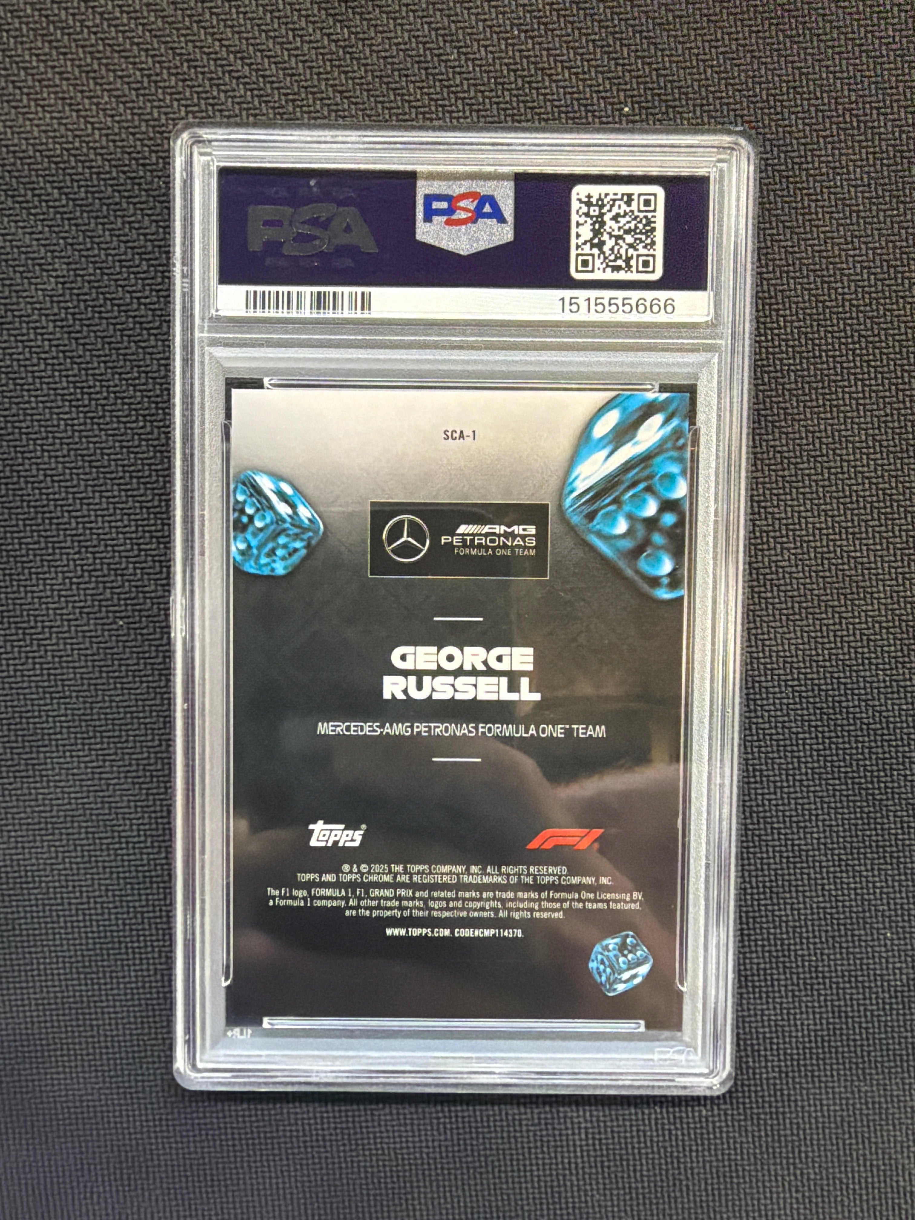 2025 Topps Chrome Sapphire F1 George Russell Ace Of Trades Gold /50 PSA 9