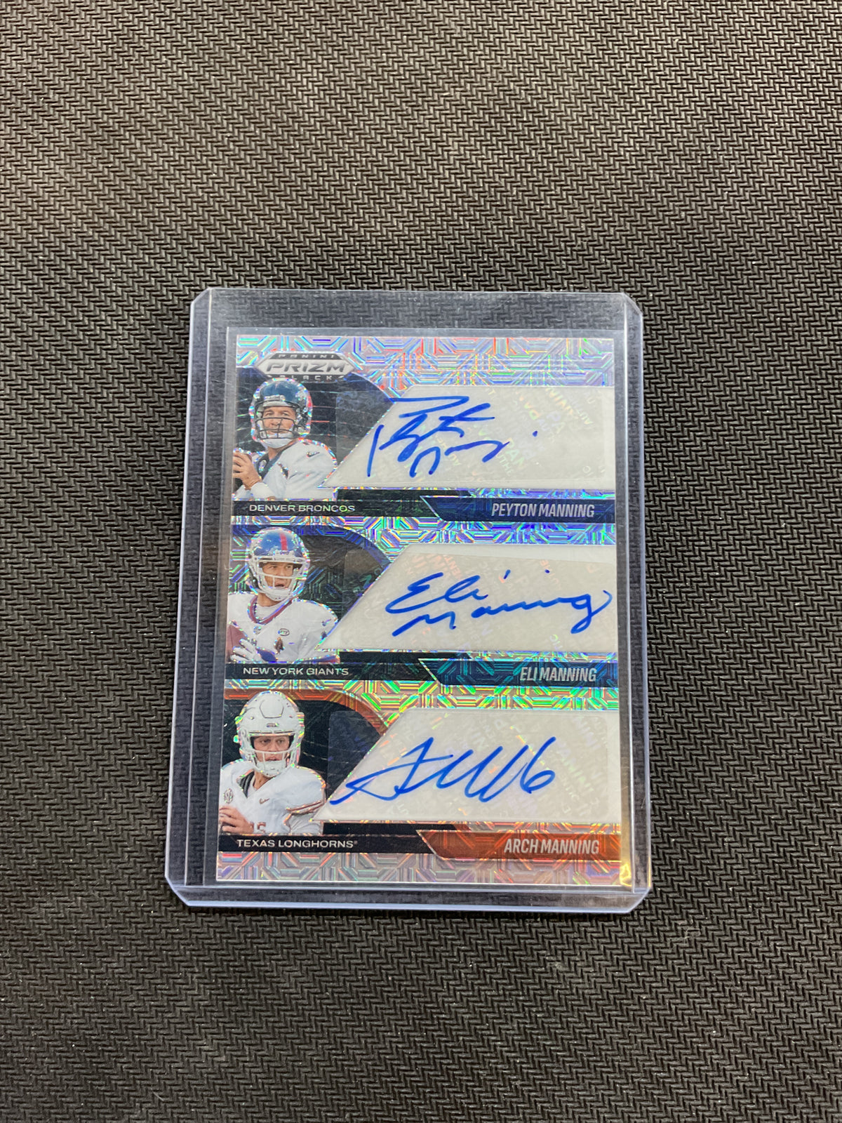 2025 Panini Prizm Black Peyton Manning / Eli Manning / Arch Manning Triple Mojo Auto 18/25 Peyton Jersey Match