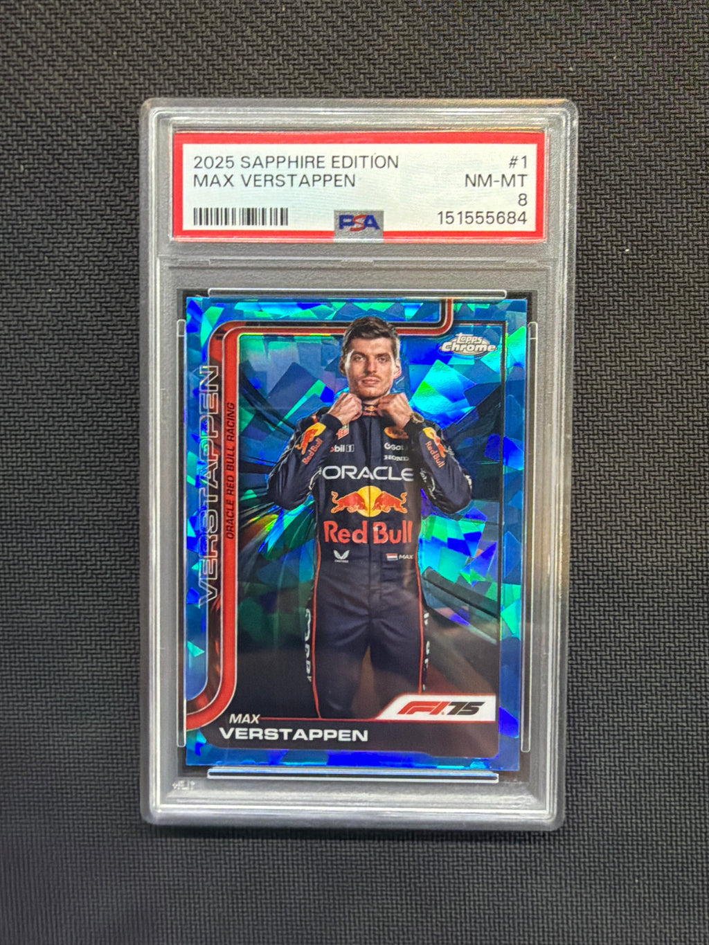 2025 Topps Chrome F1 Sapphire max Verstappen #1 PSA 8 Red Bull