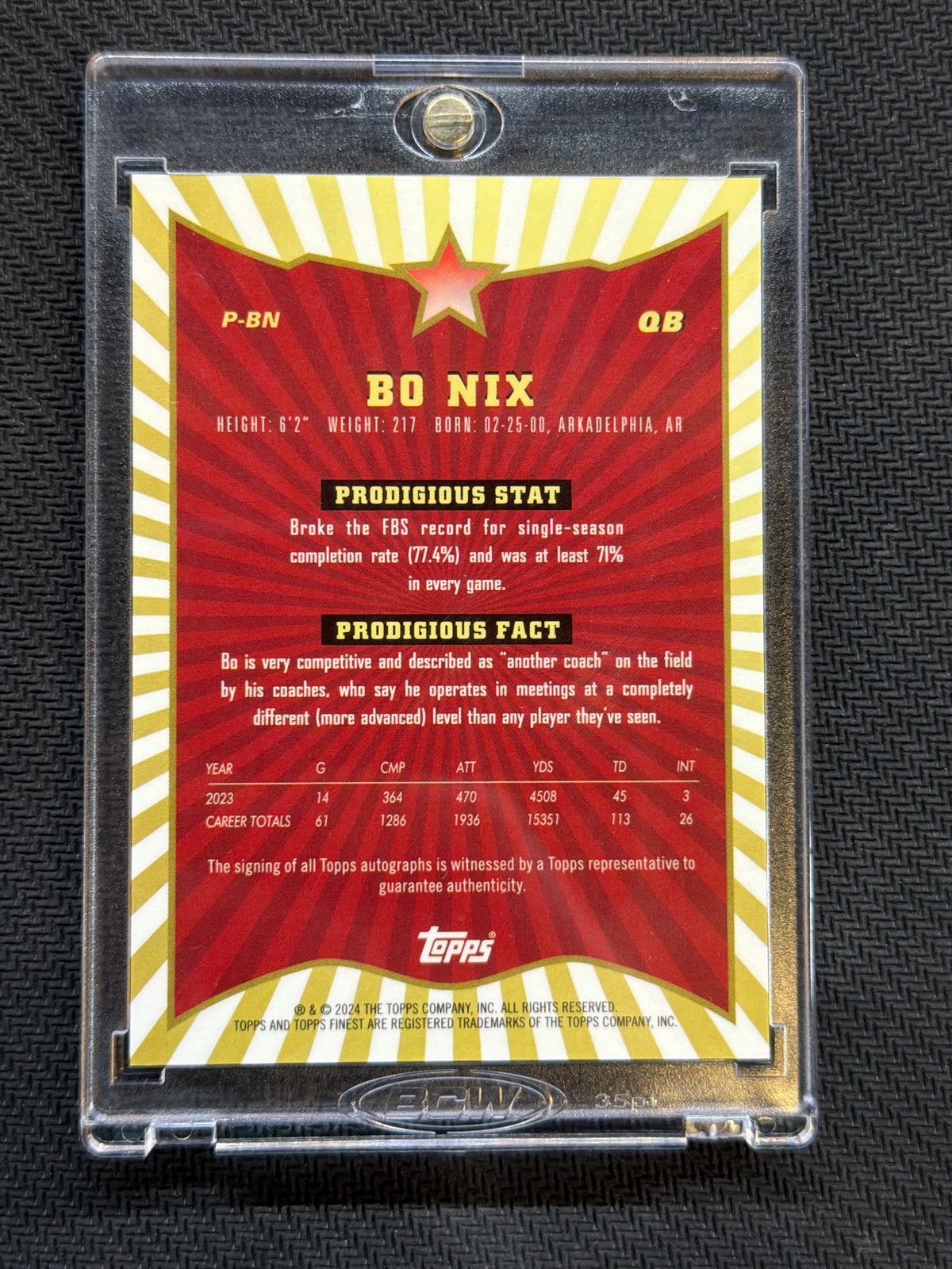 2024 Finest Bo Nix Prodigies Auto #PBN Broncos