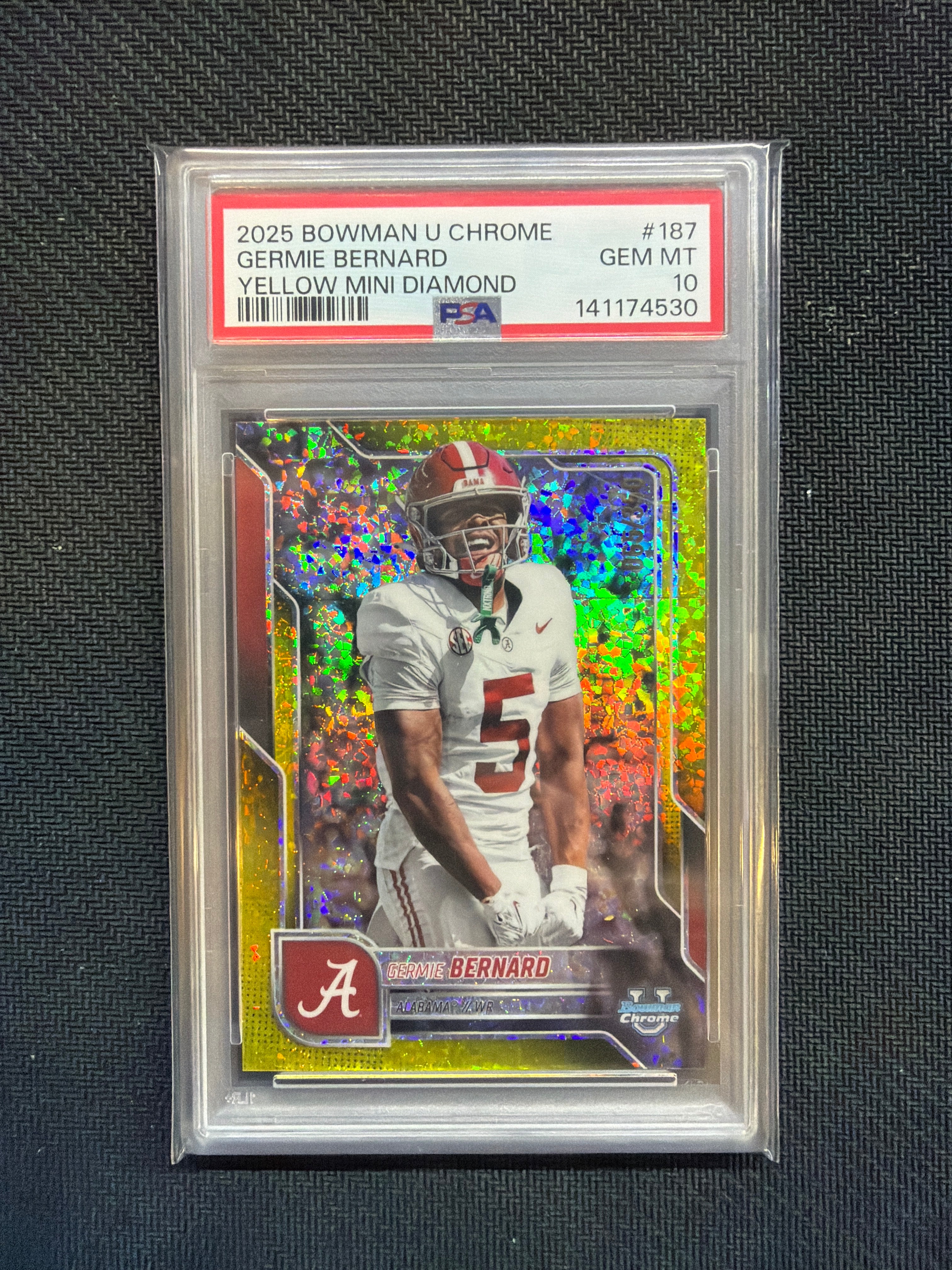2025 Bowman U Chrome Germie Bernard Yellow Mini Diamond /350 PSA 10 Alabama