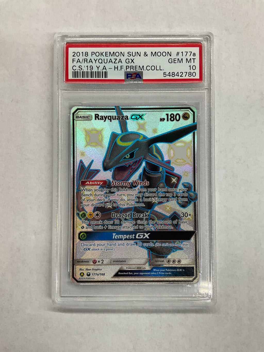 2018 Pokemon Celestial Storm Rayquaza GX 177a PSA 10