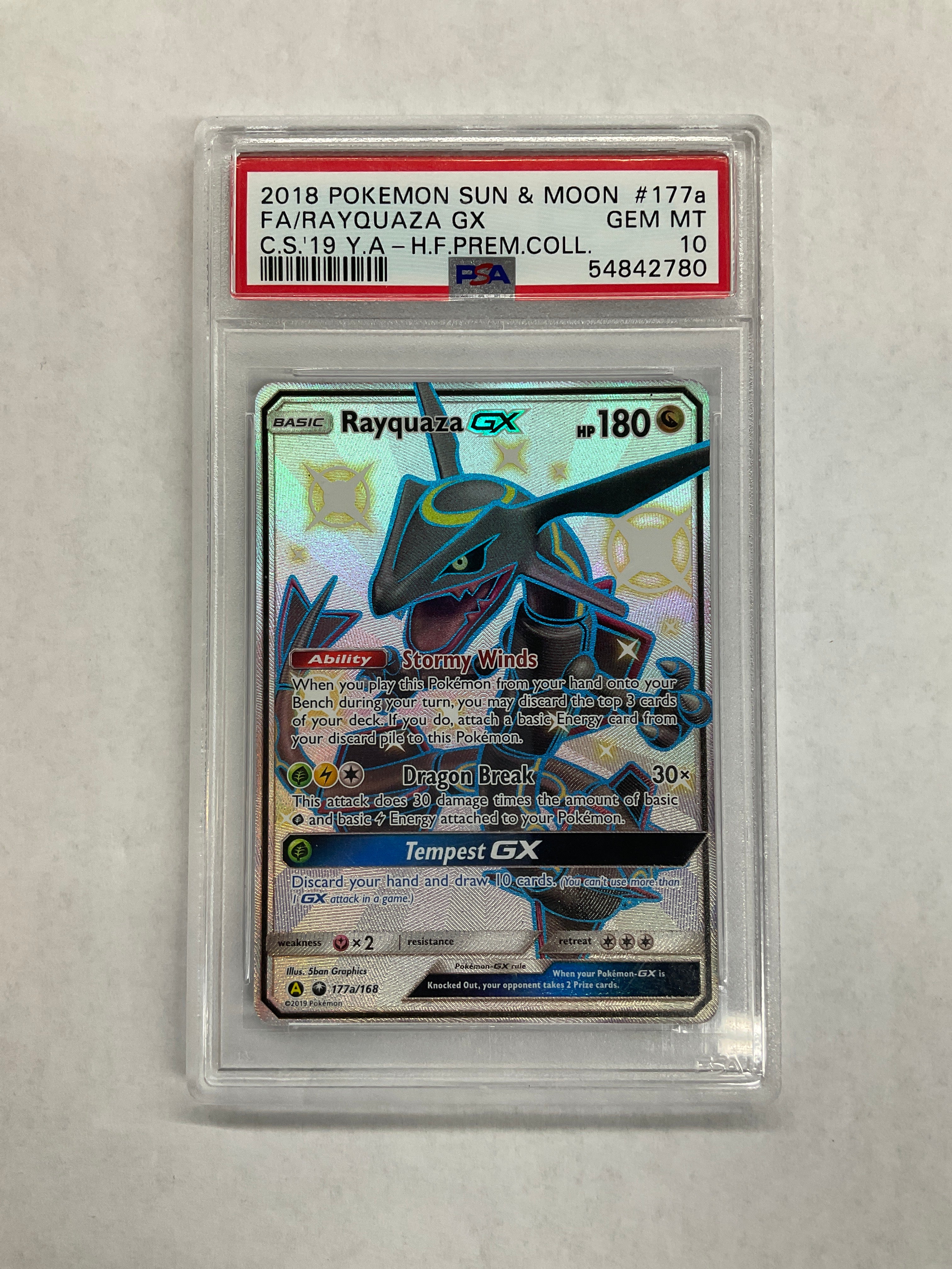 2018 Pokemon Celestial Storm Rayquaza GX 177a PSA 10