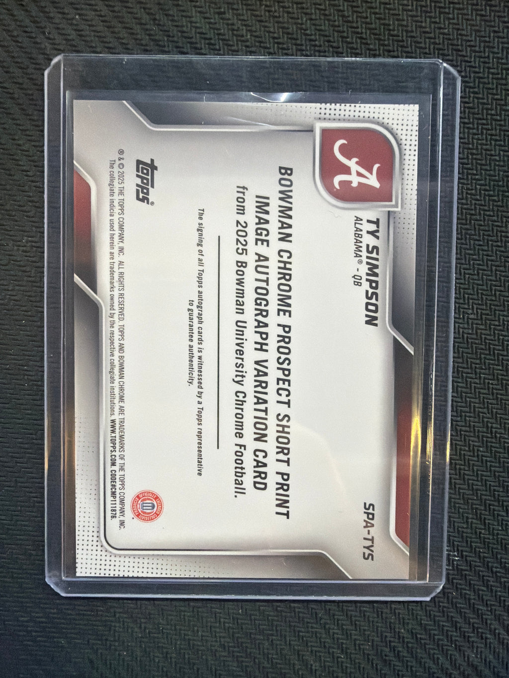 2026 Bowman U Chrome Ty Simpson Image Variation Red Auto /5 Alabama