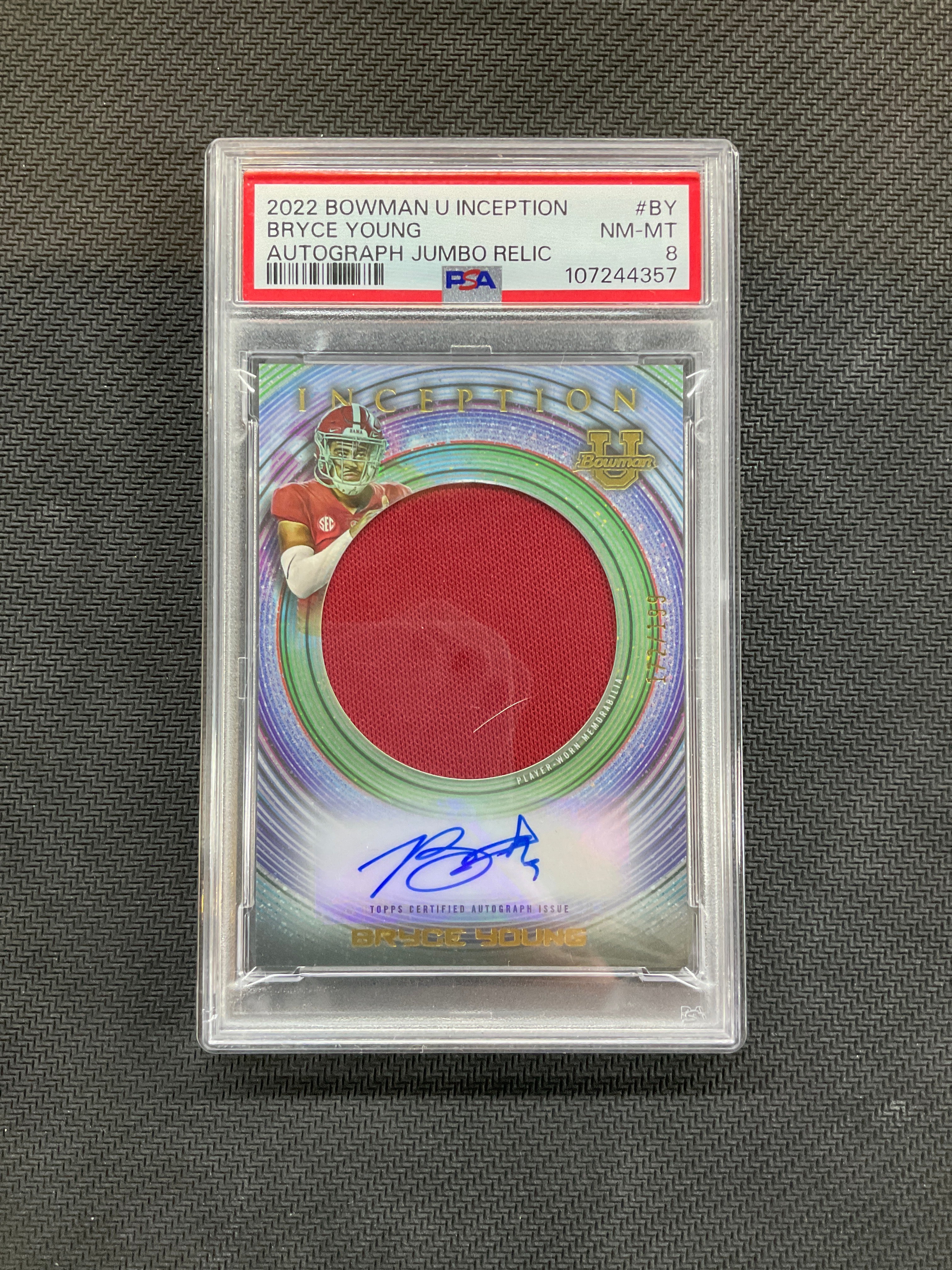 2022 Bowman U Inception Bryce Young Patch Auto /199 PSA 8 Alabama 357