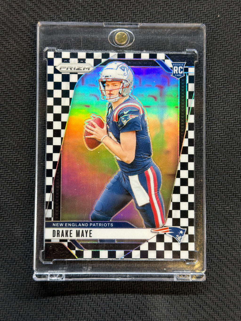 2024 Panini Prizm Drake Maye Checker Black and White #329 Rookie Patriots