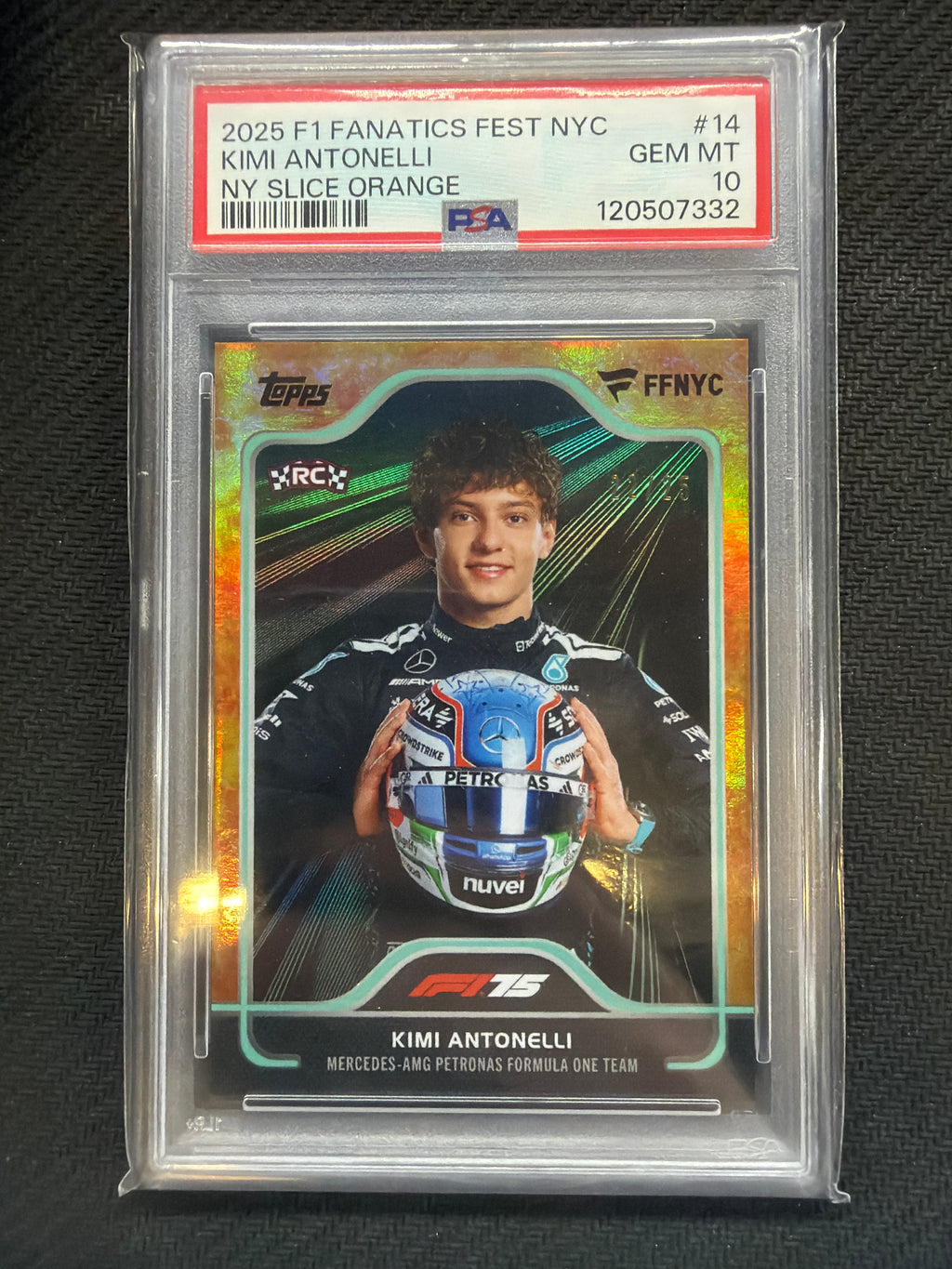2025 Topps F1 Fanatics Fest Kimi Antonelli Orange /25 PSA 10
