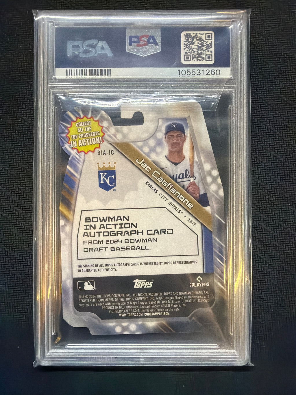 2024 Bowman Chrome Jac Caglianone Rookie Auto In Action /75 PSA 10 260