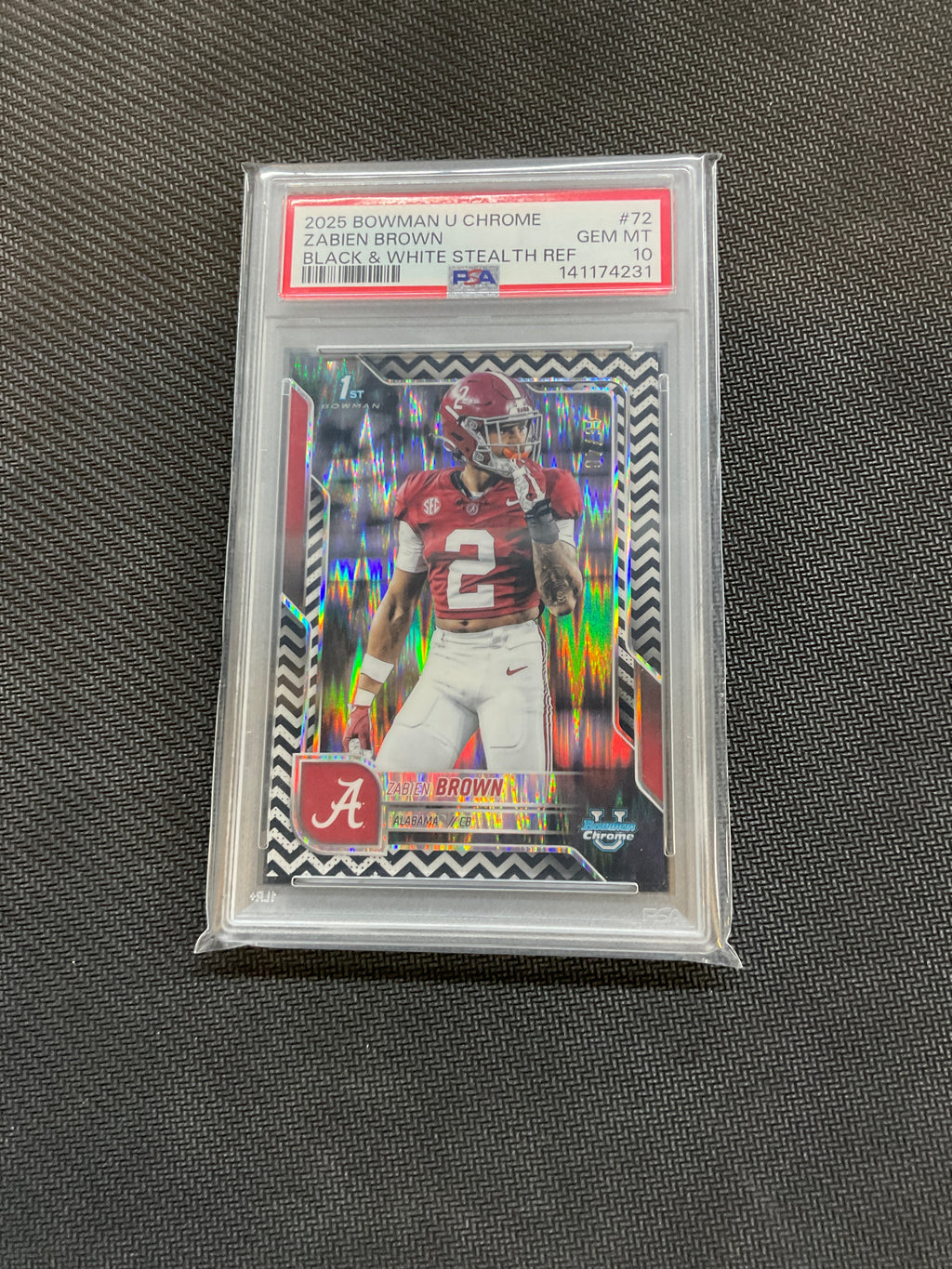 2025 Bowman U Chrome Zabien Brown Black & White /48 PSA 10 Alabama