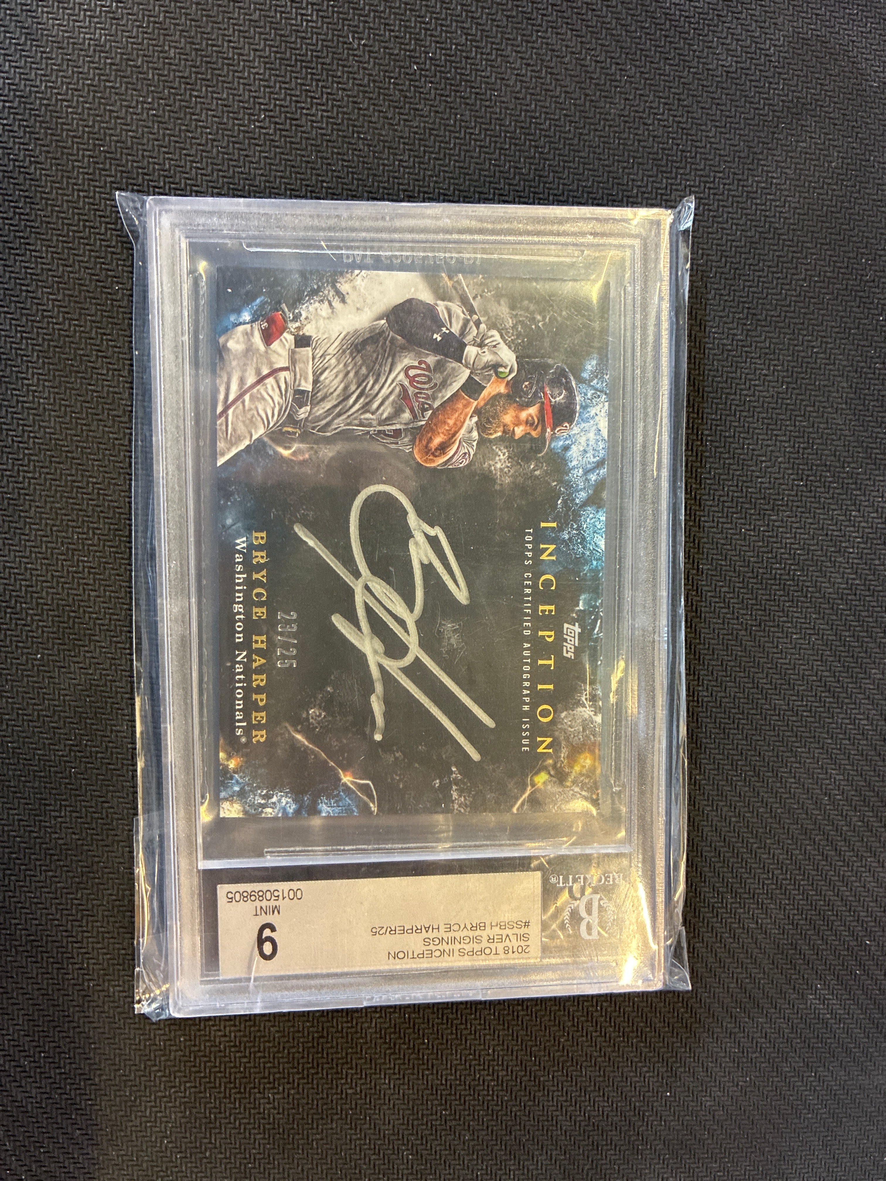 2018 Topps Inception Bryce Harper Auto Silver Signings /25 BGS 9