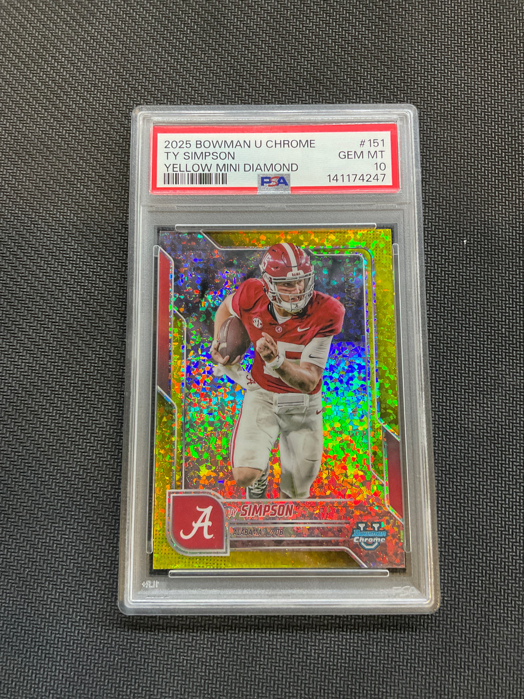 2025 Bowman U Chrome Ty Simpson Yellow Mini /350 PSA 10 Alabama