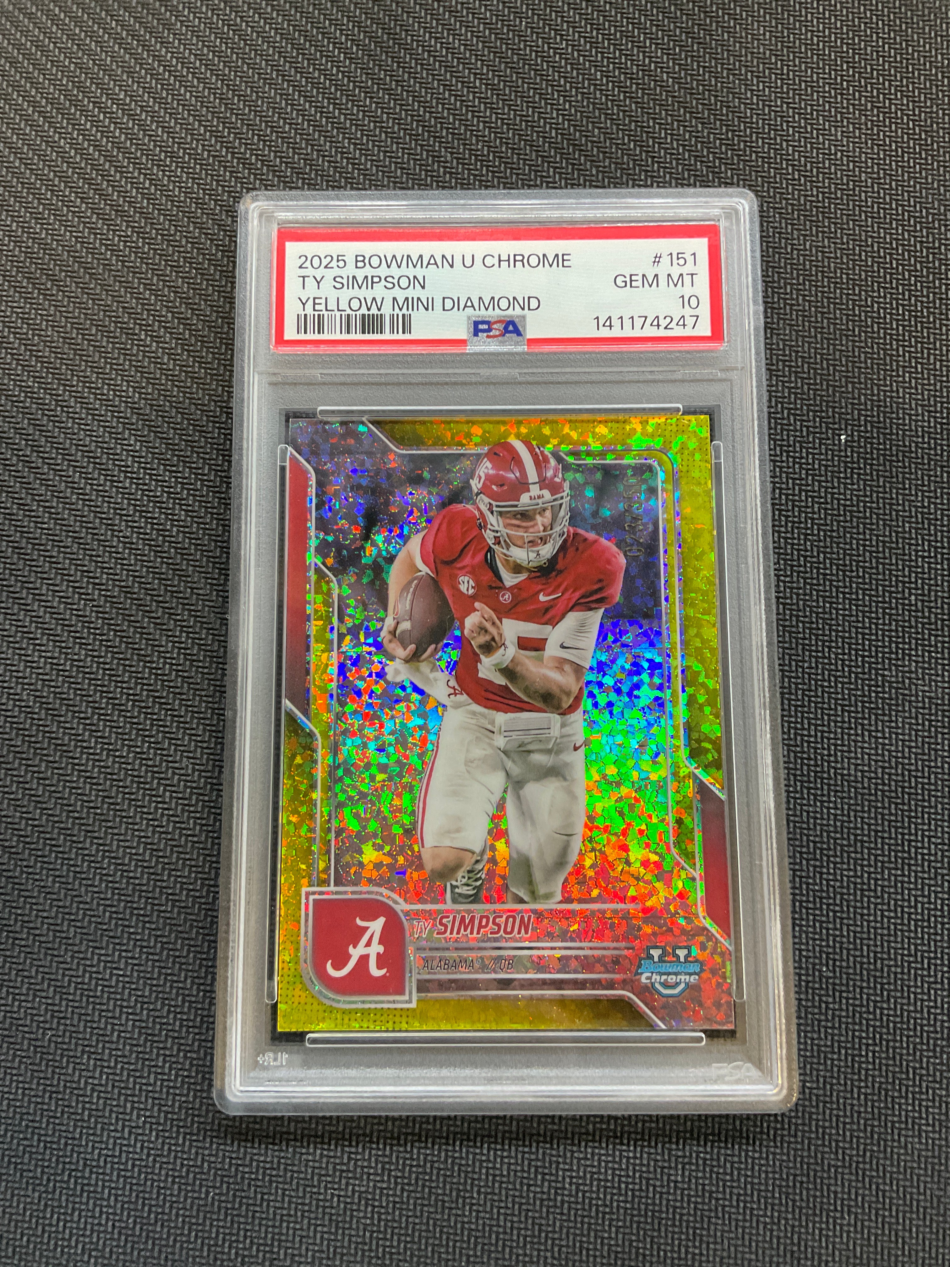2025 Bowman U Chrome Ty Simpson Yellow Mini /350 PSA 10 Alabama