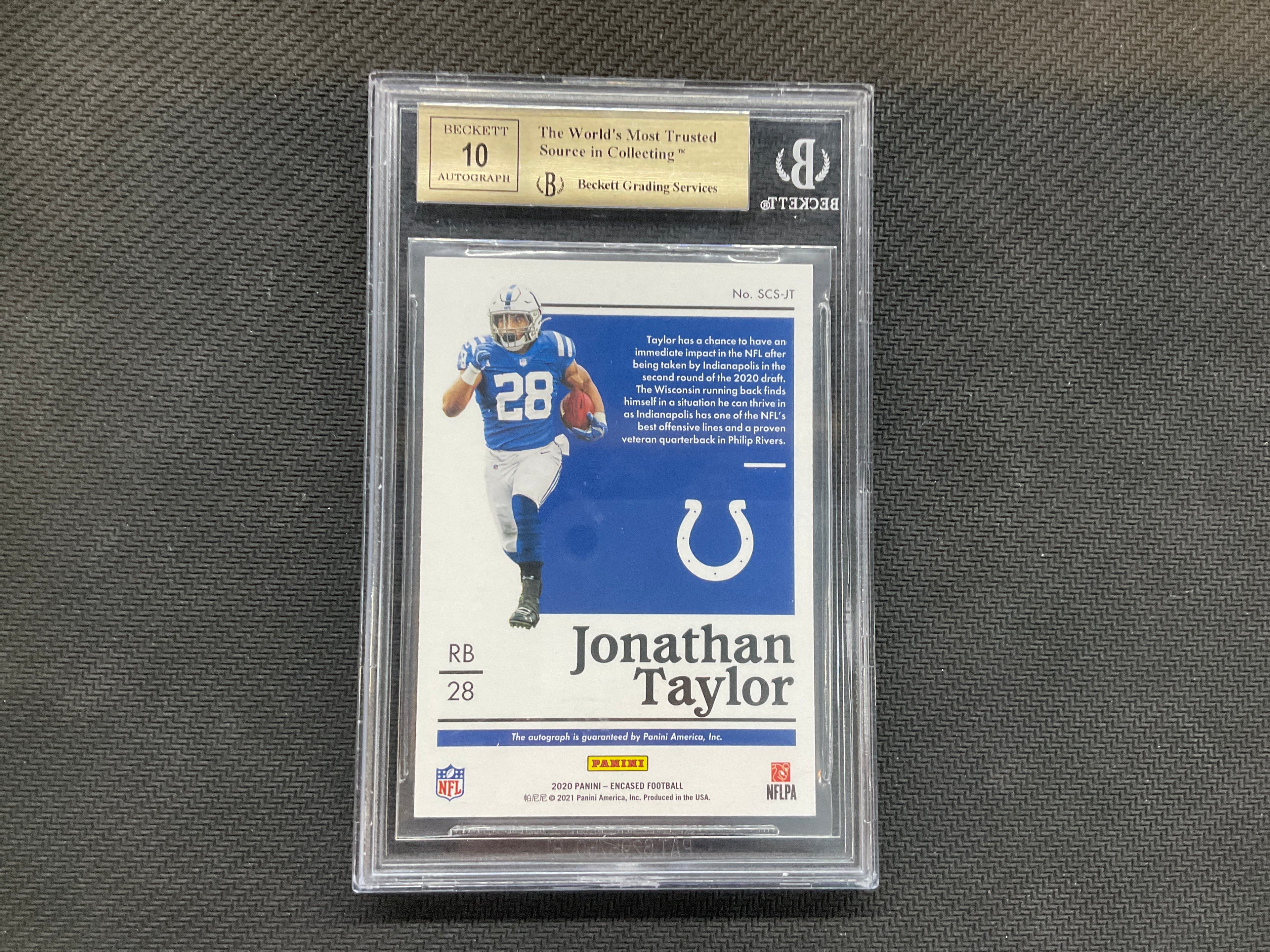 2020 Encased Jonathan Taylor Rookie Auto /10 Green BGS 9.5