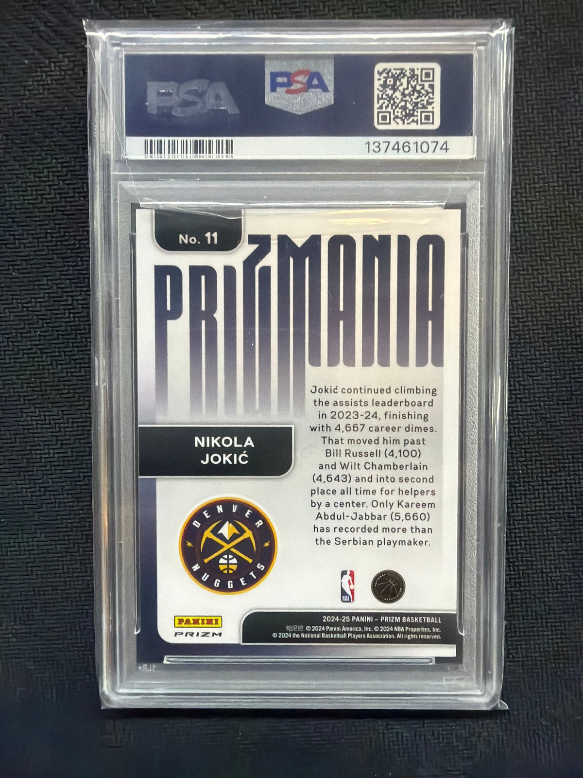2024 Prizm Nikola Jokic Prizmania #11 Case Hit PSA 10 074