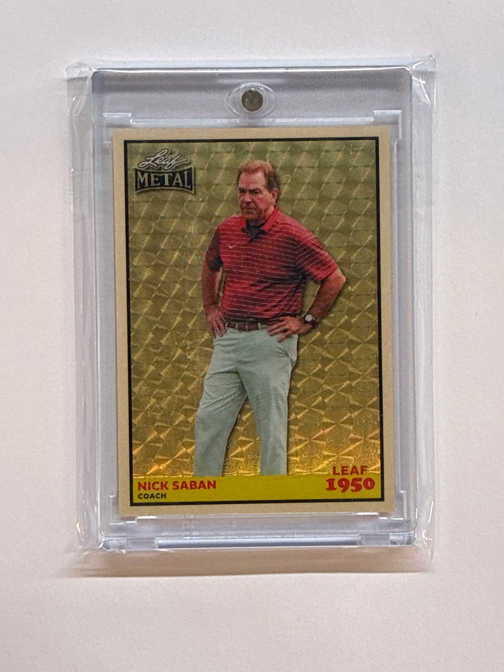 2026 Leaf Metal 1950 Nick Saban Gold Vinyl 1/1 Alabama