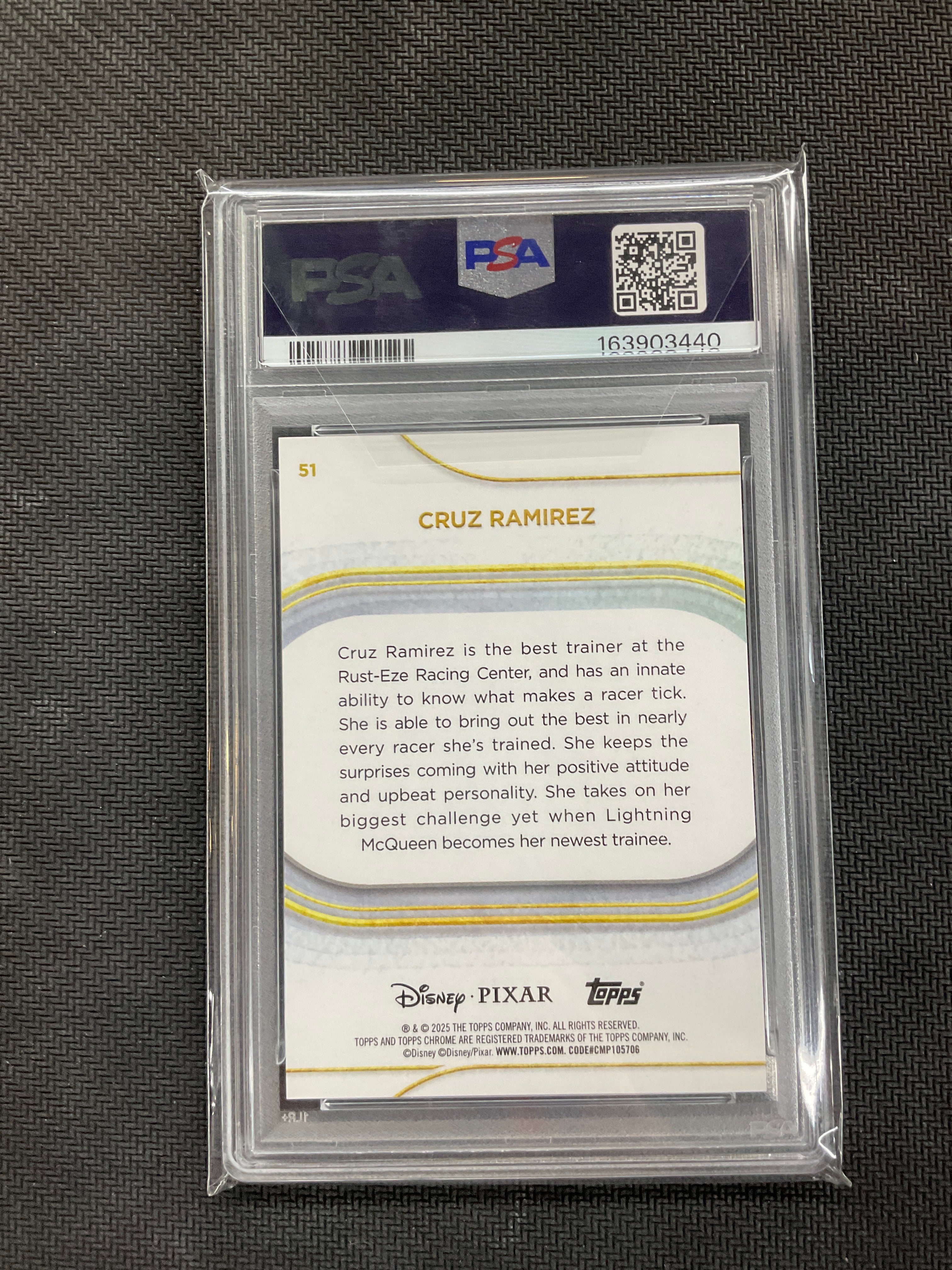 2025 Topps Chrome Disney Cruz Ramirez Gold Wave /50 #51 PSA 9