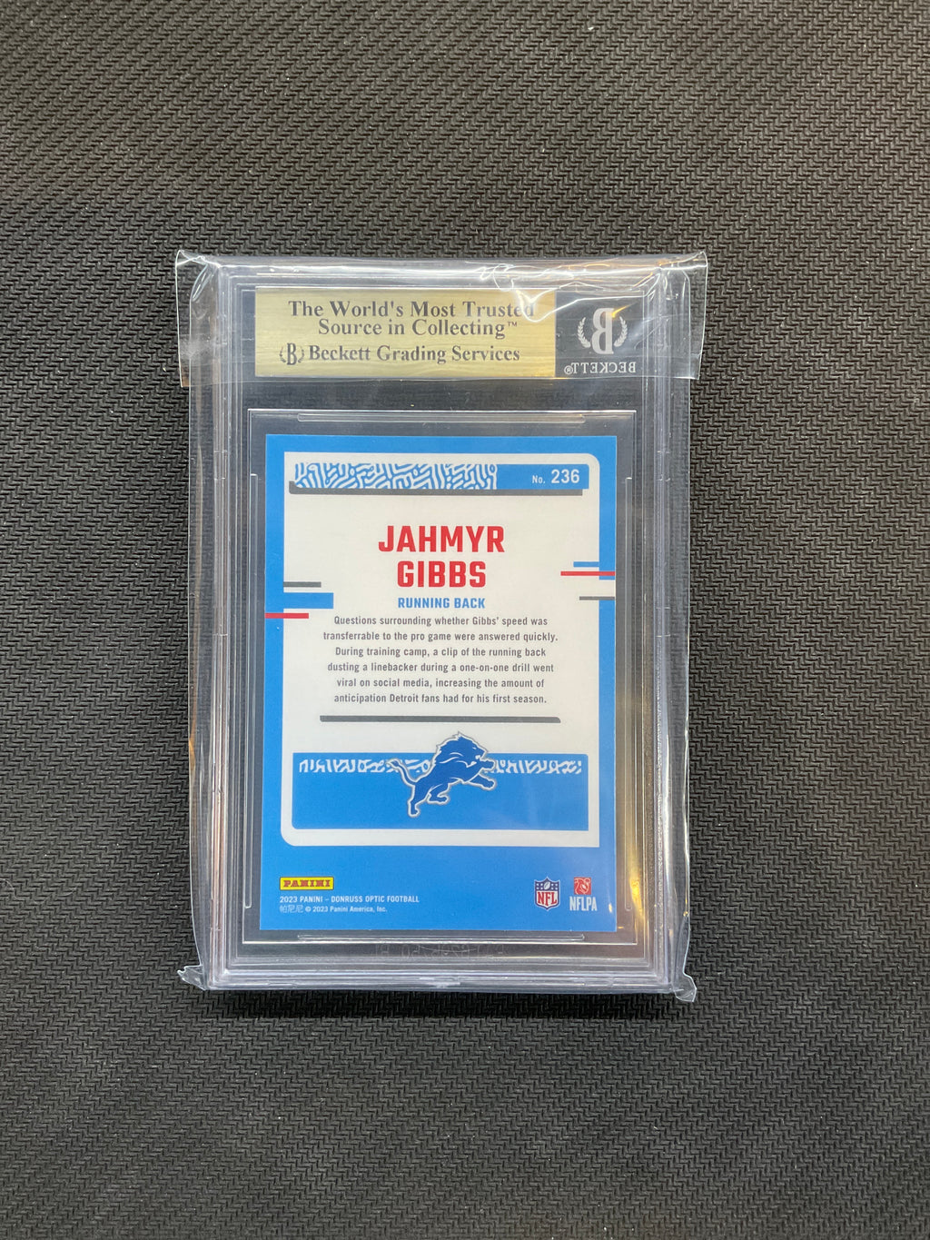 2023 Donruss Optic Jahmyr Gibbs #236 Rookie BGS 9.5