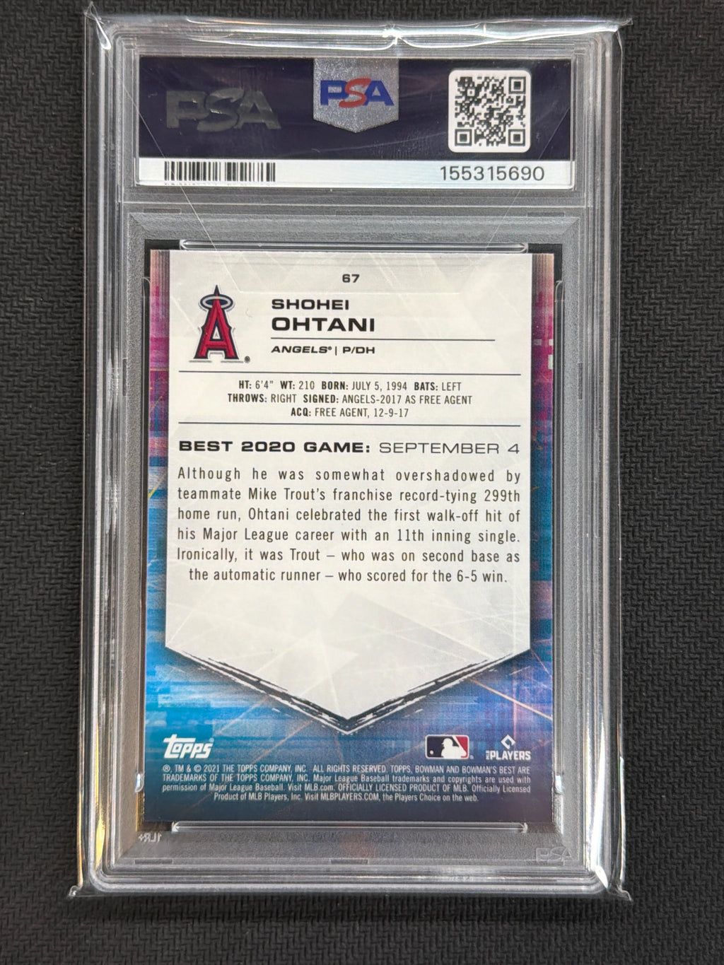 2021 Bowman's Best Shohei Ohtani #67 PSA 10 690